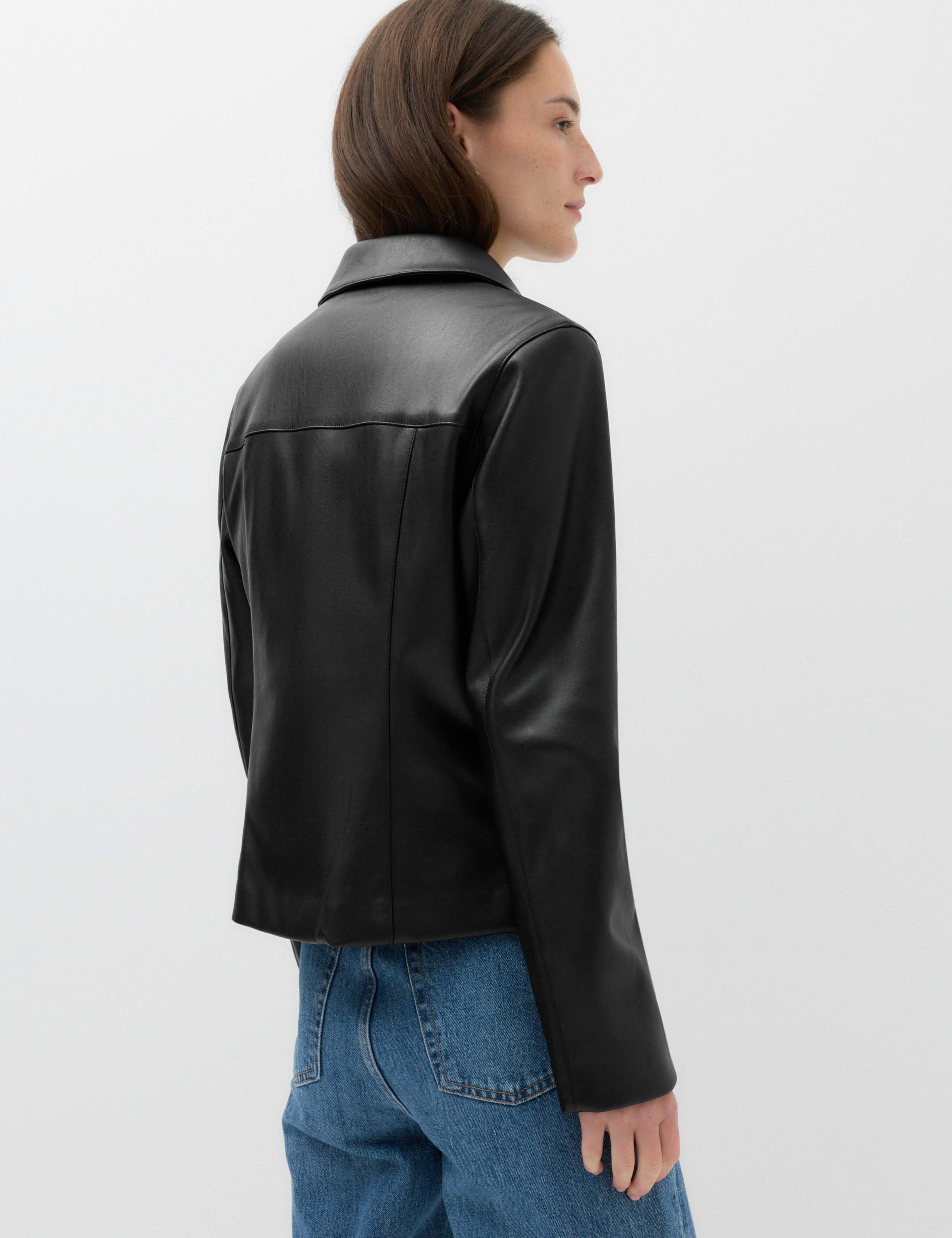 Faux Leather Zip Through Harrington Jacket 4 of 6