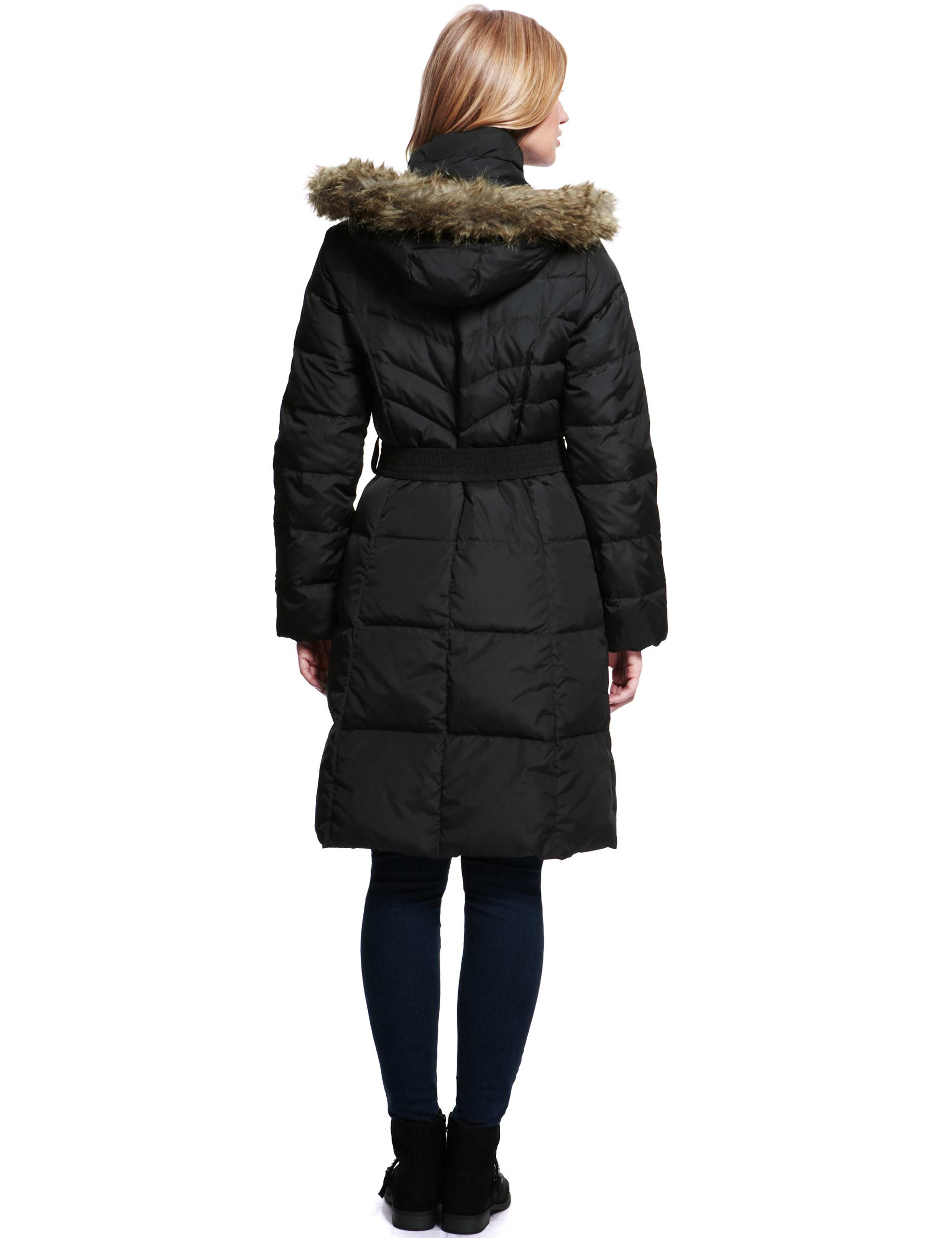 Hooded Down Filled Long Belted Parka with Stormwear™ 4 of 8