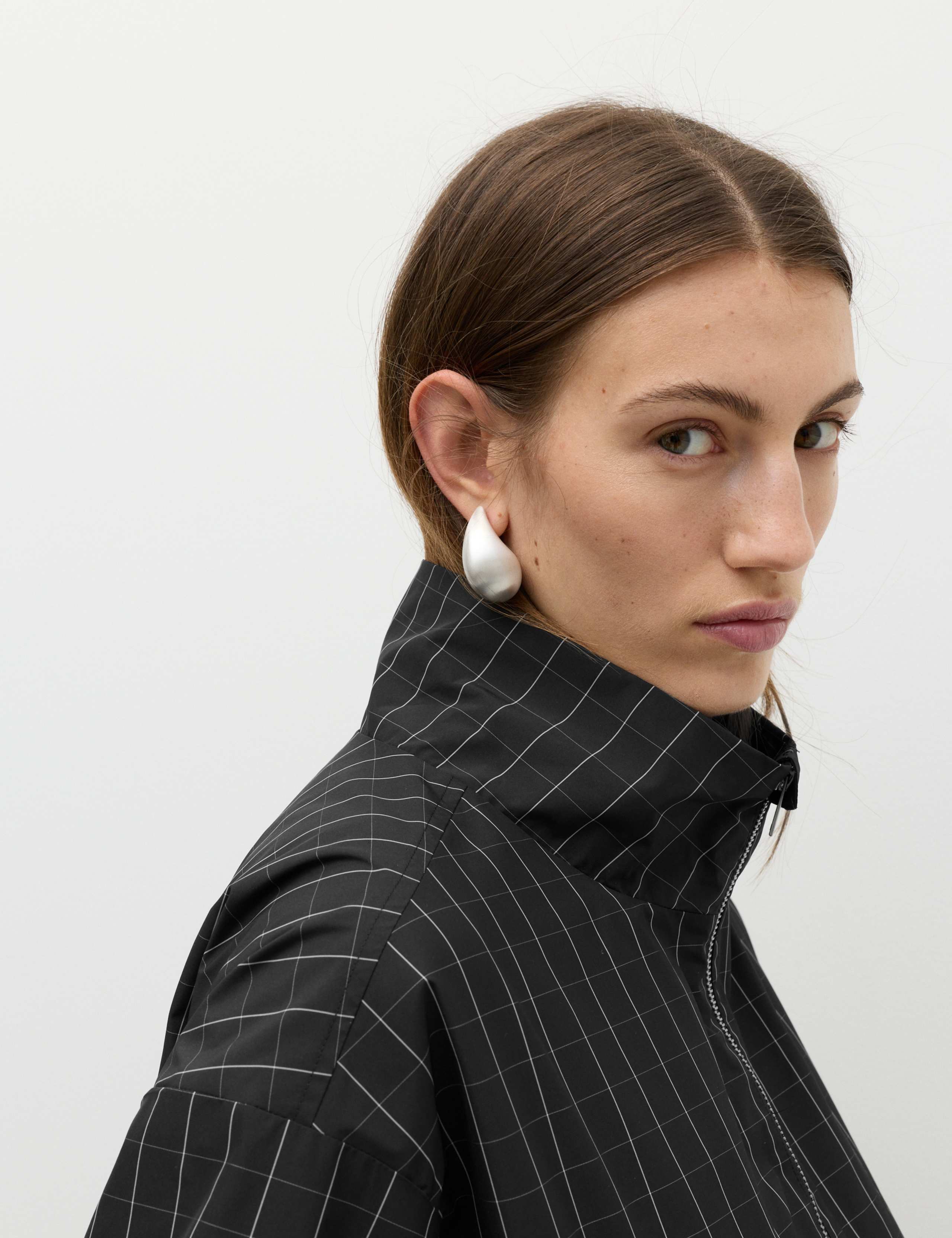 Checked Funnel Neck Windbreaker Jacket 4 of 7