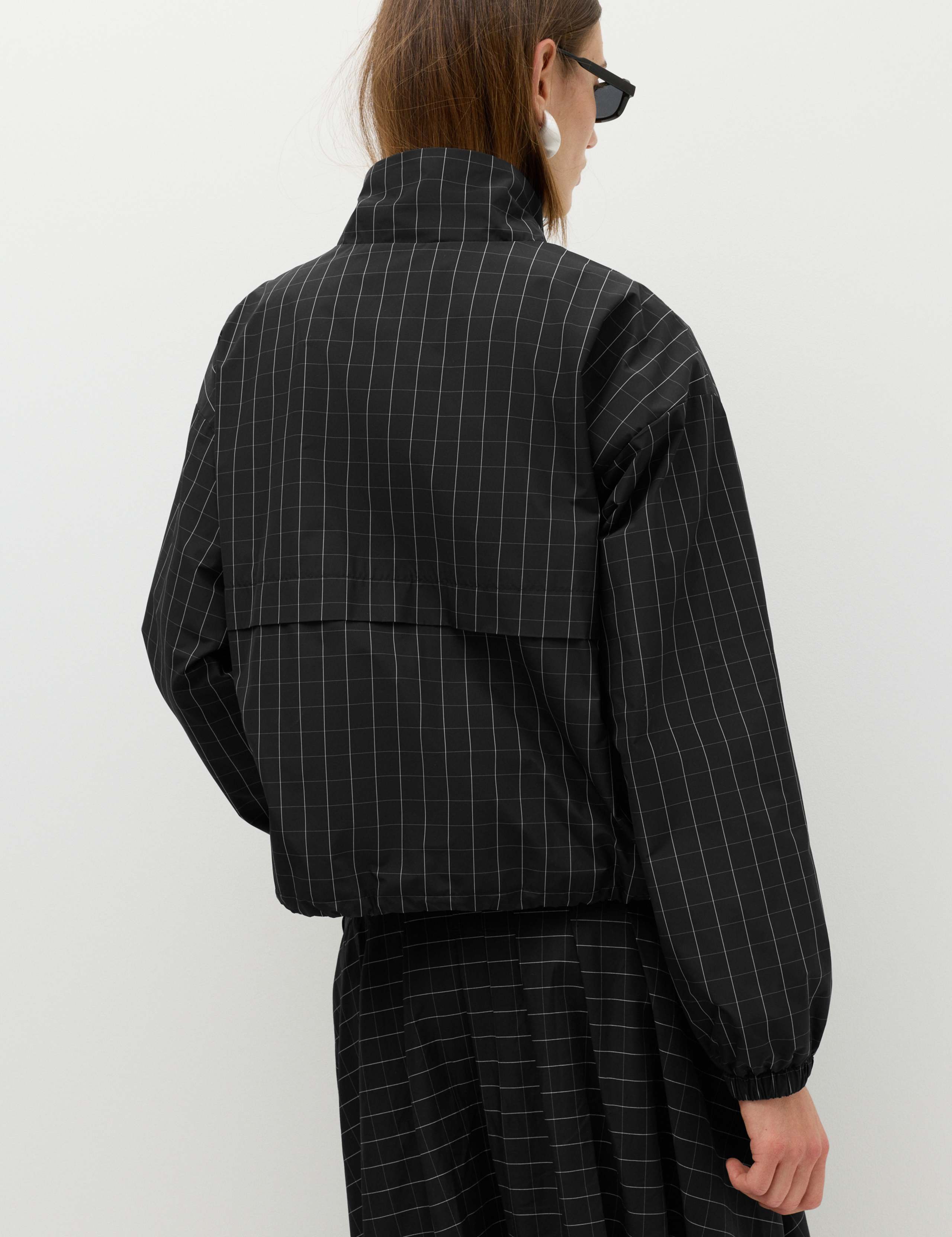 Checked Funnel Neck Windbreaker Jacket 5 of 7