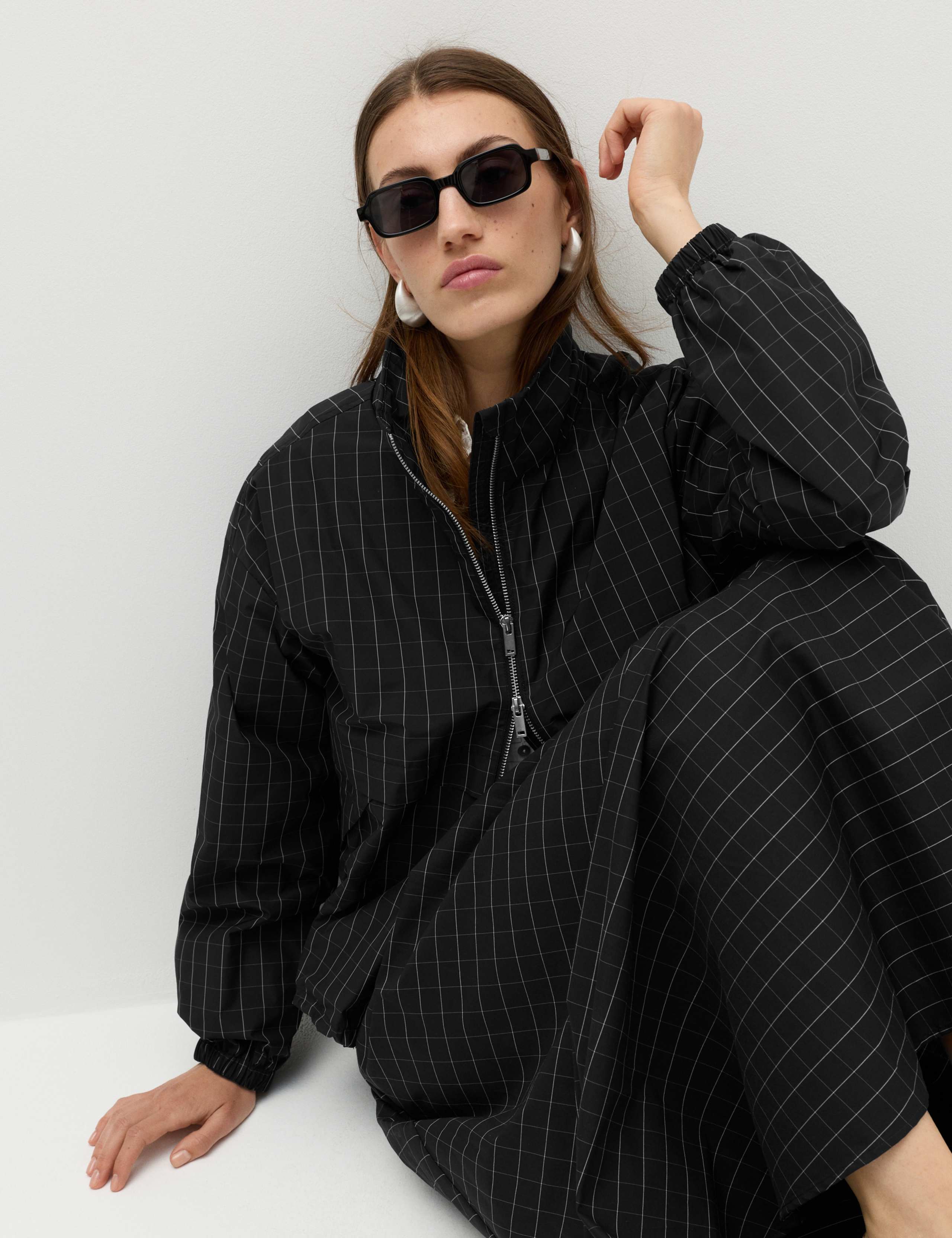 Checked Funnel Neck Windbreaker Jacket 7 of 7