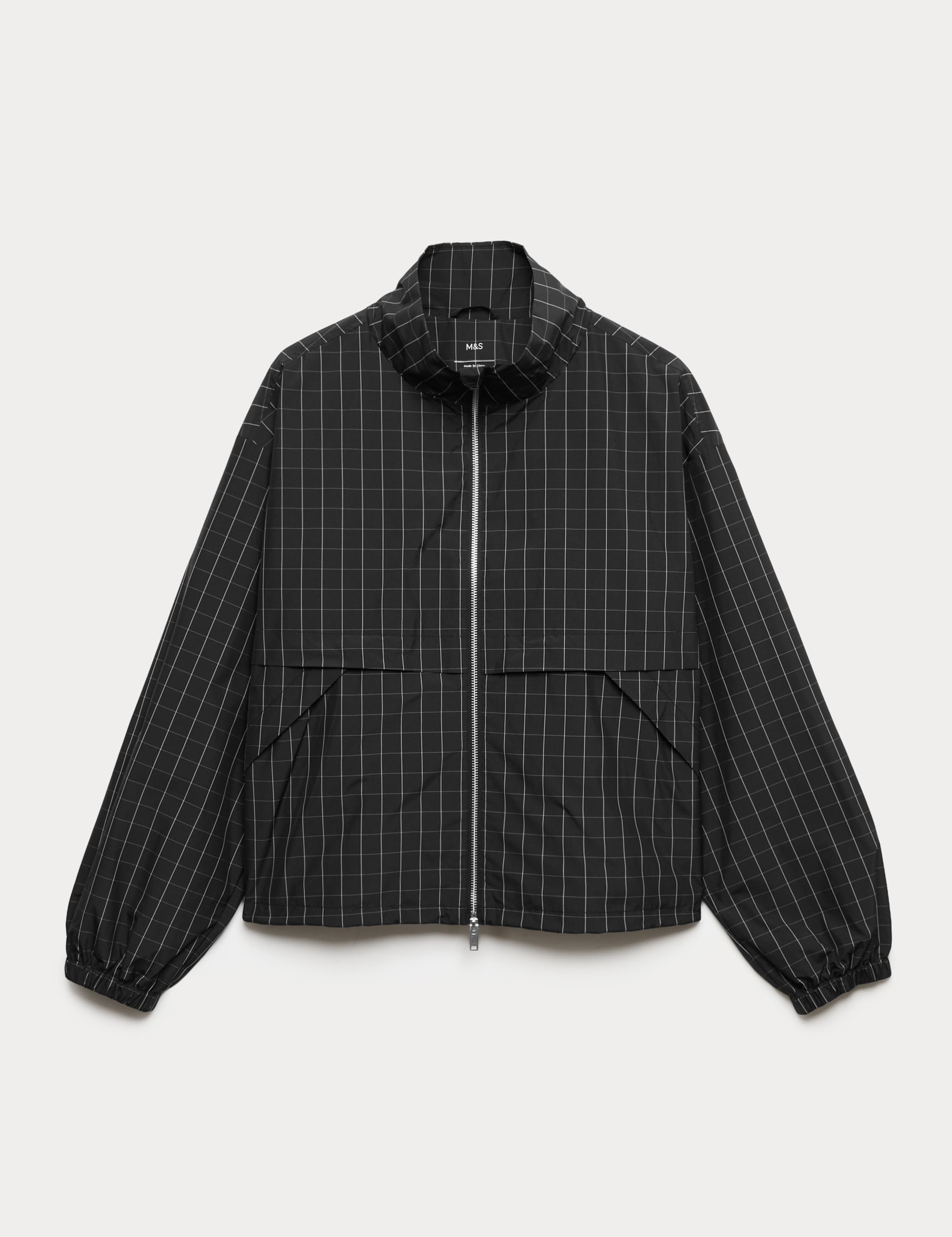 Checked Funnel Neck Windbreaker Jacket 2 of 7