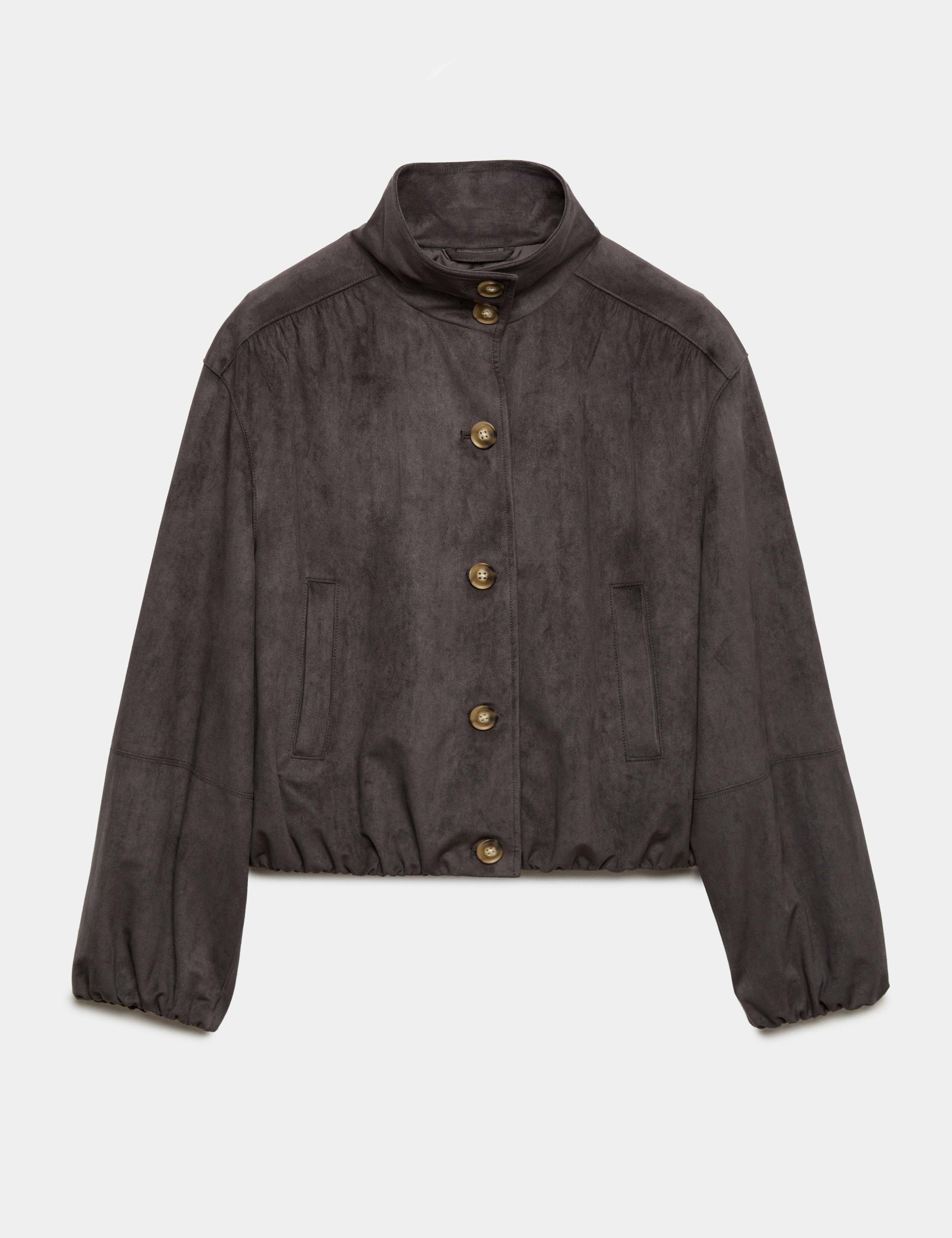Suedette Funnel Neck Short Jacket 2 of 7