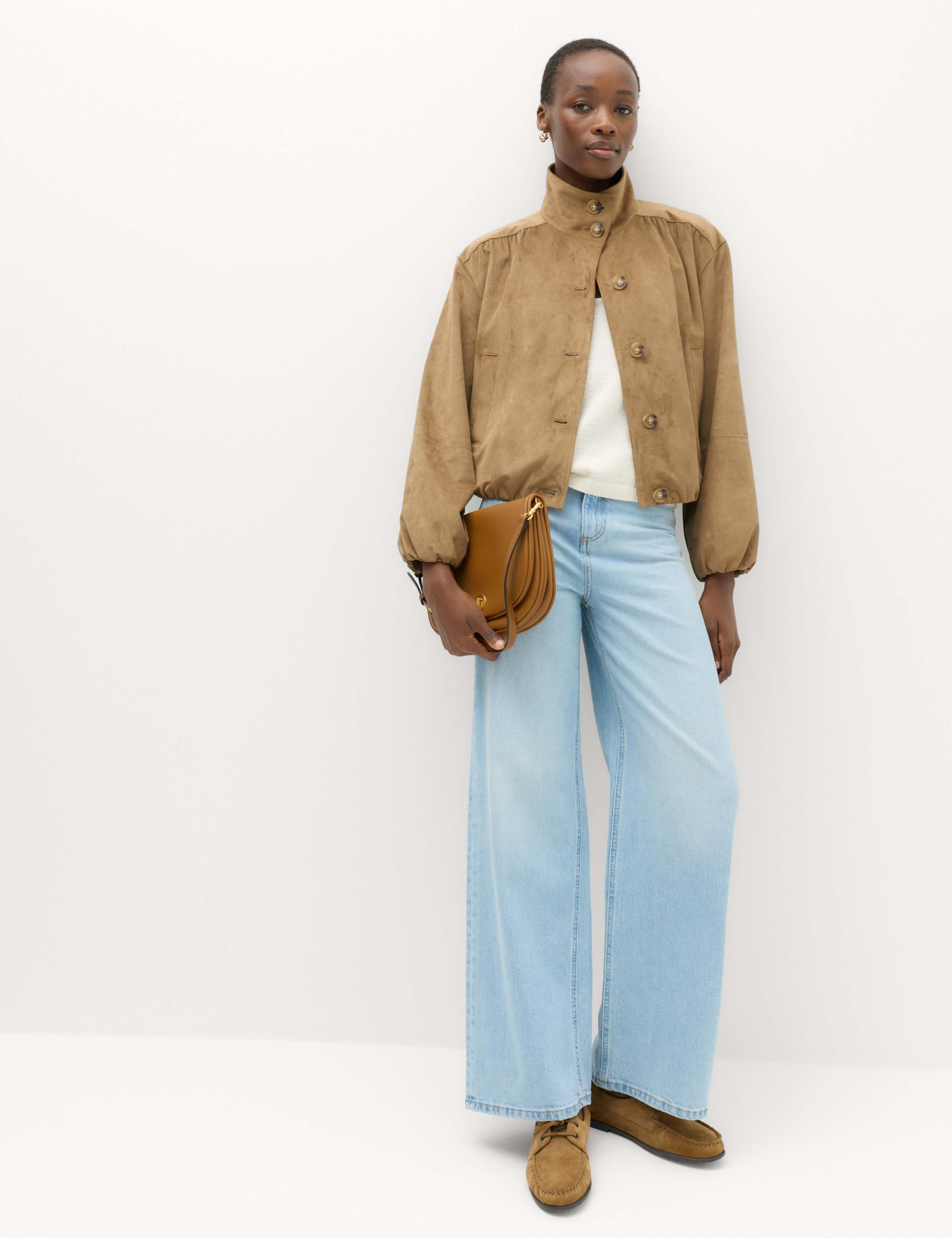Suedette Funnel Neck Short Jacket 3 of 7