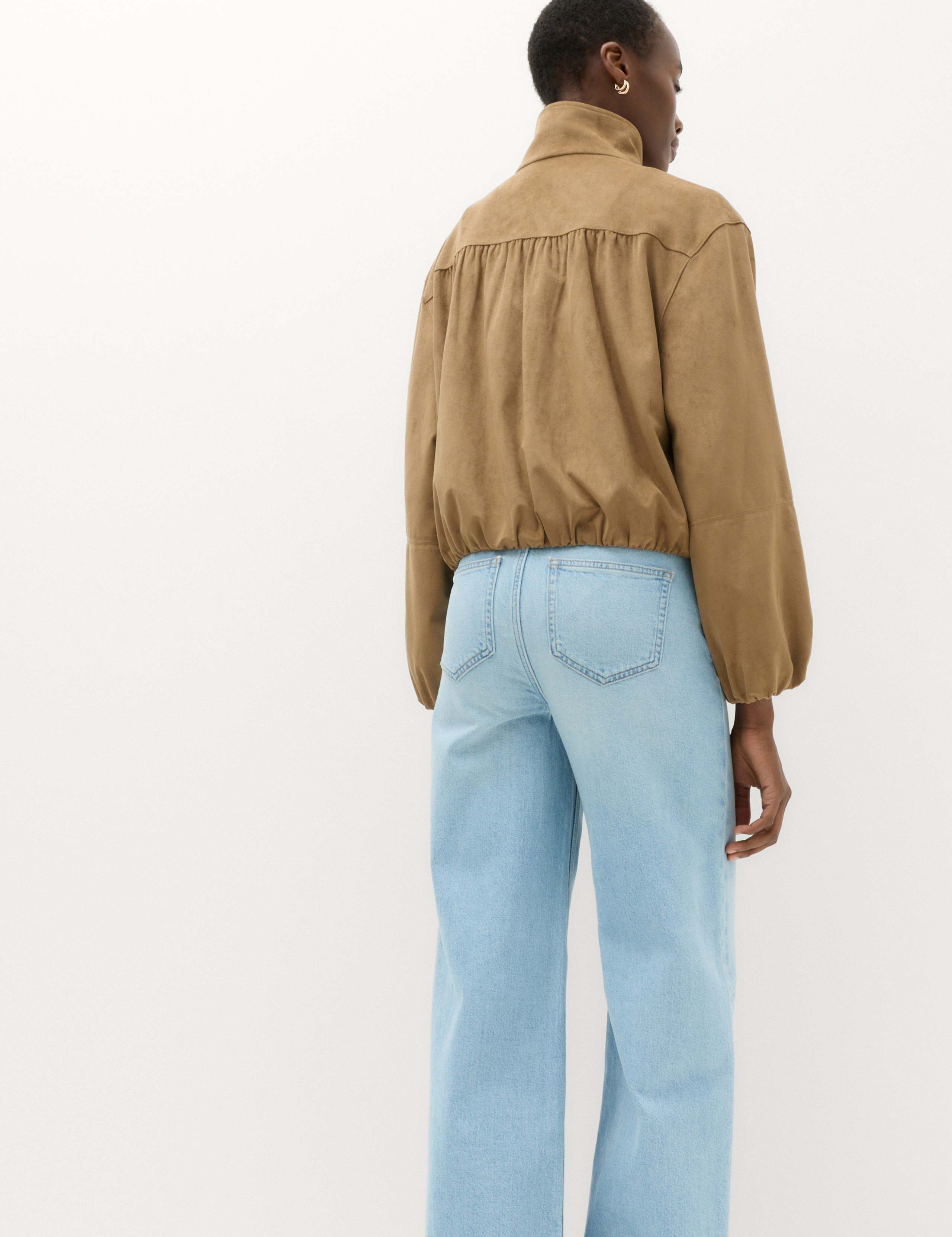 Suedette Funnel Neck Short Jacket 5 of 7