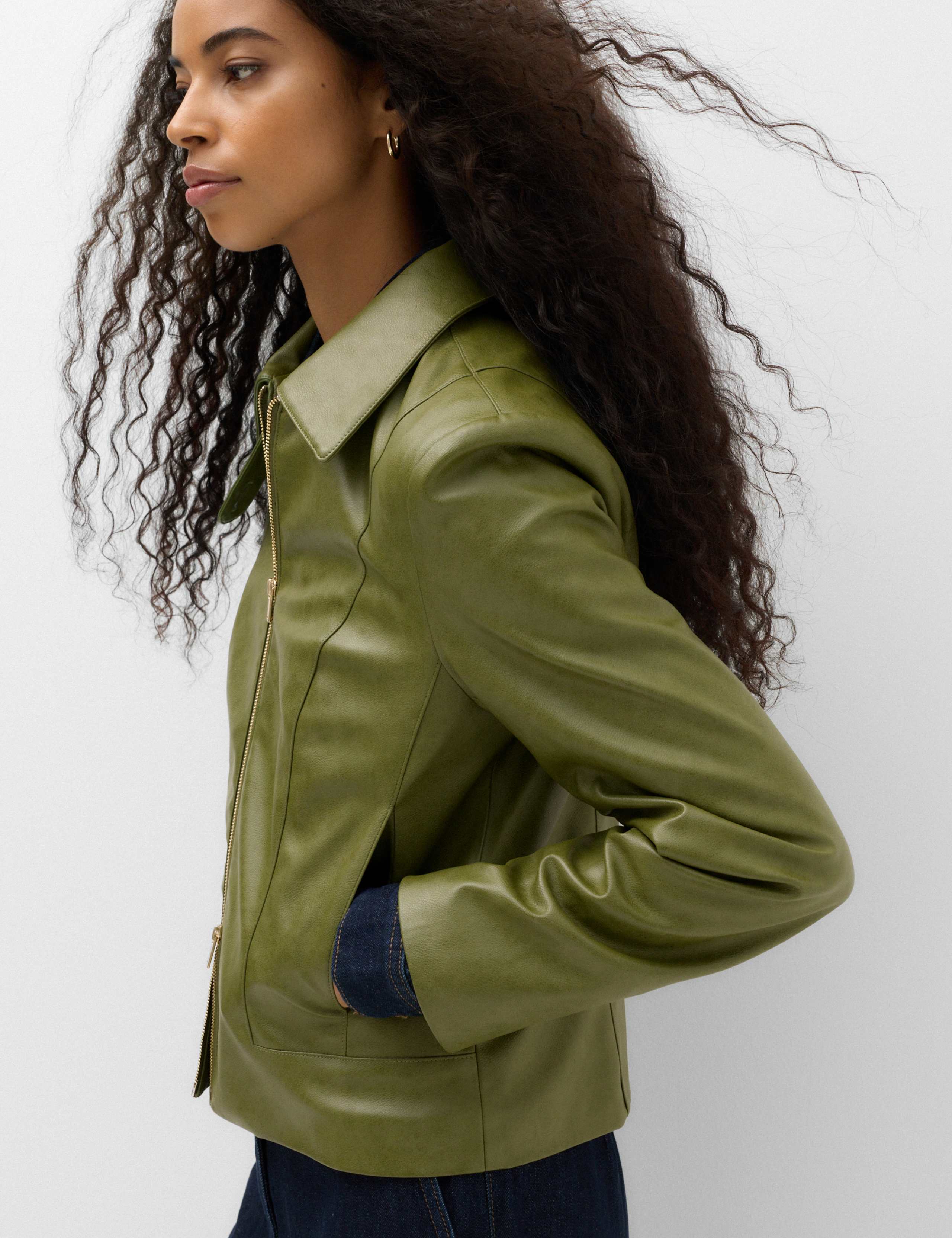 Faux Leather Harrington Jacket 4 of 6