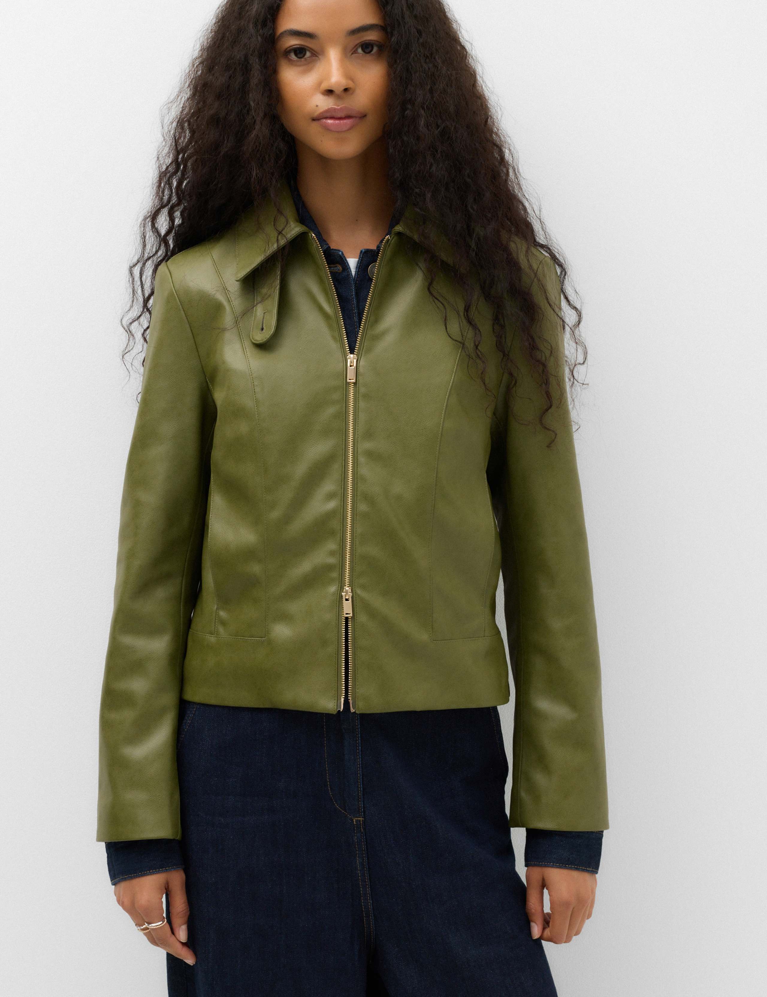 Faux Leather Harrington Jacket 6 of 6