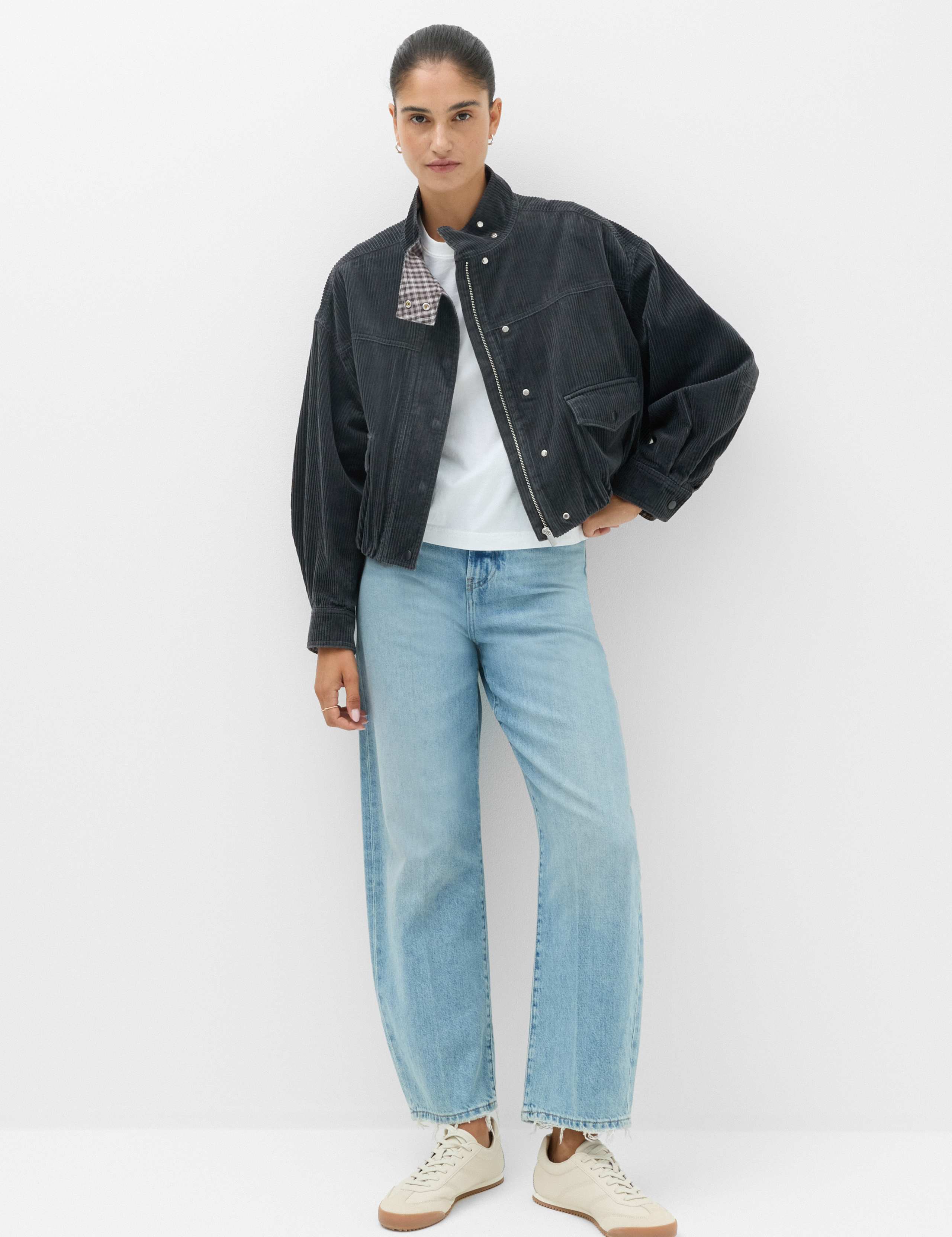 Pure Cotton Cord Funnel Neck Bomber Jacket 6 of 6