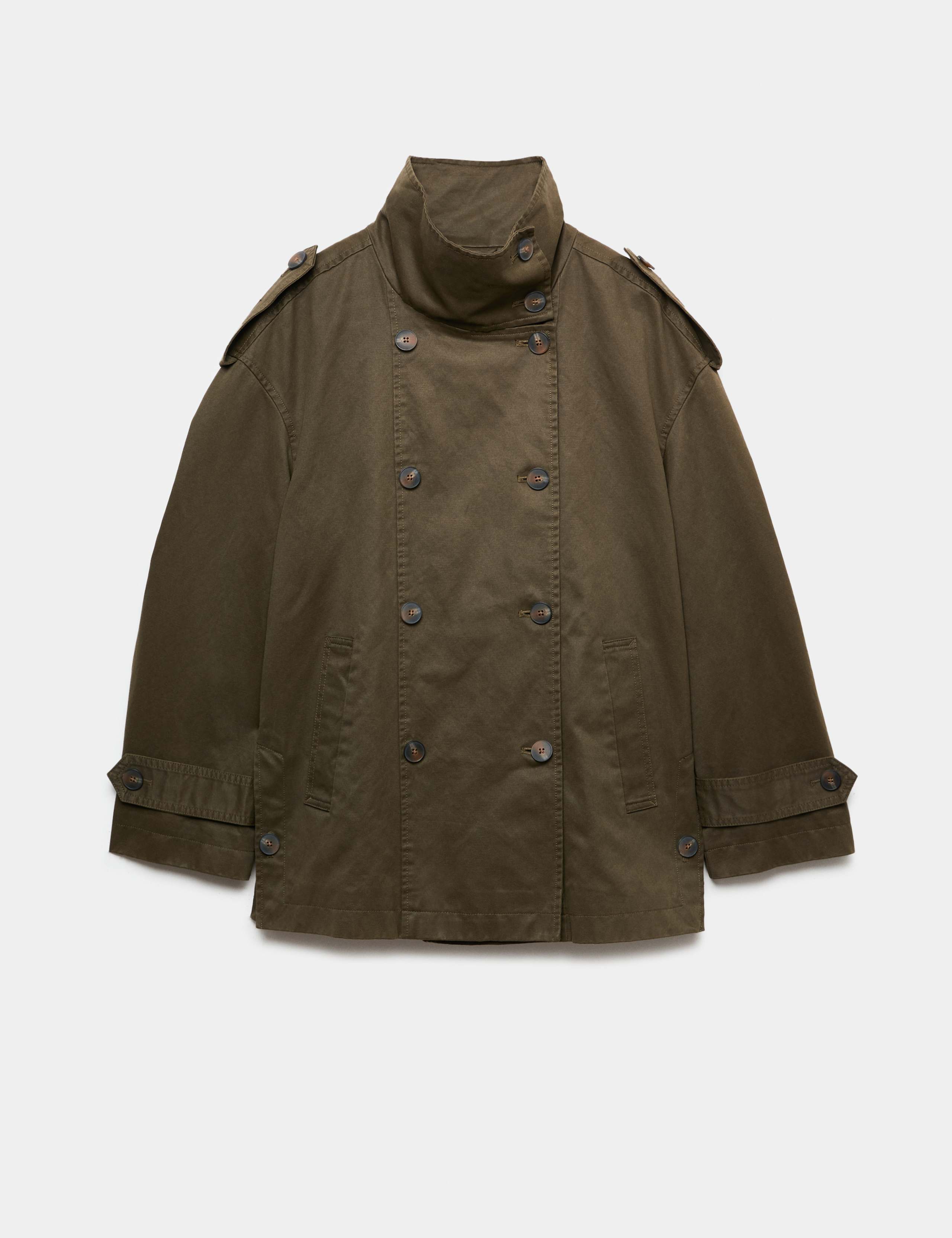 Waxed Cotton Rich Double Breasted Utility Jacket 2 of 6