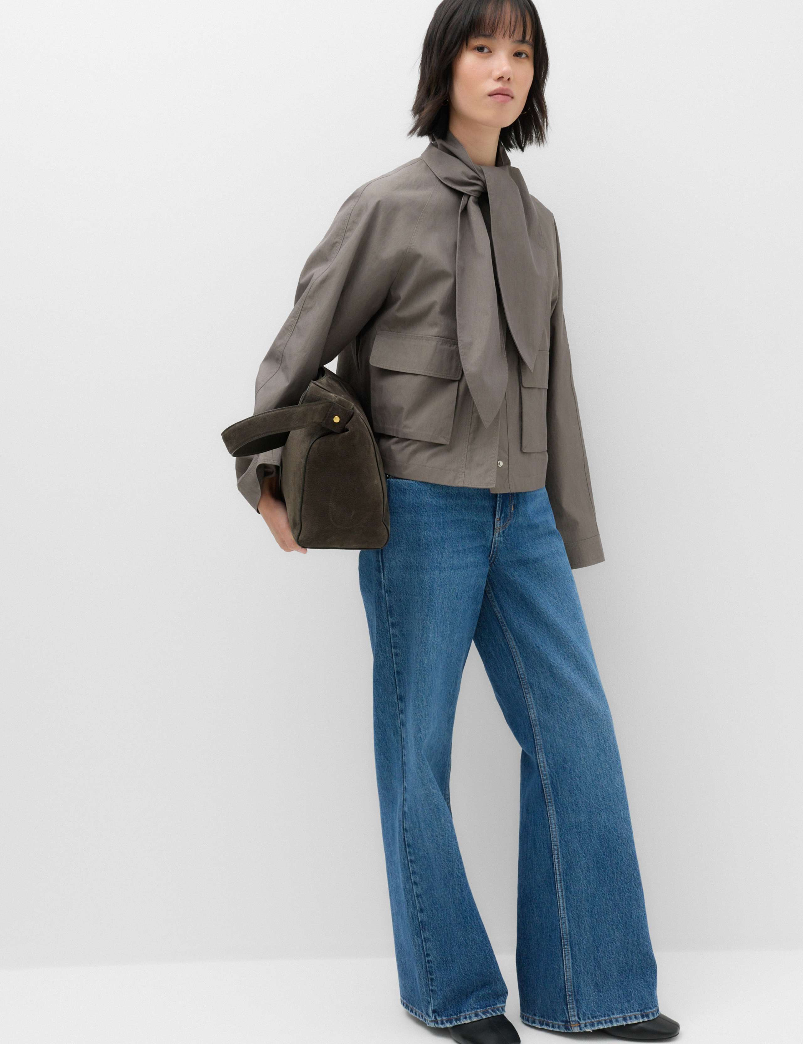 Cotton Rich Tie Neck Cropped Jacket 5 of 6