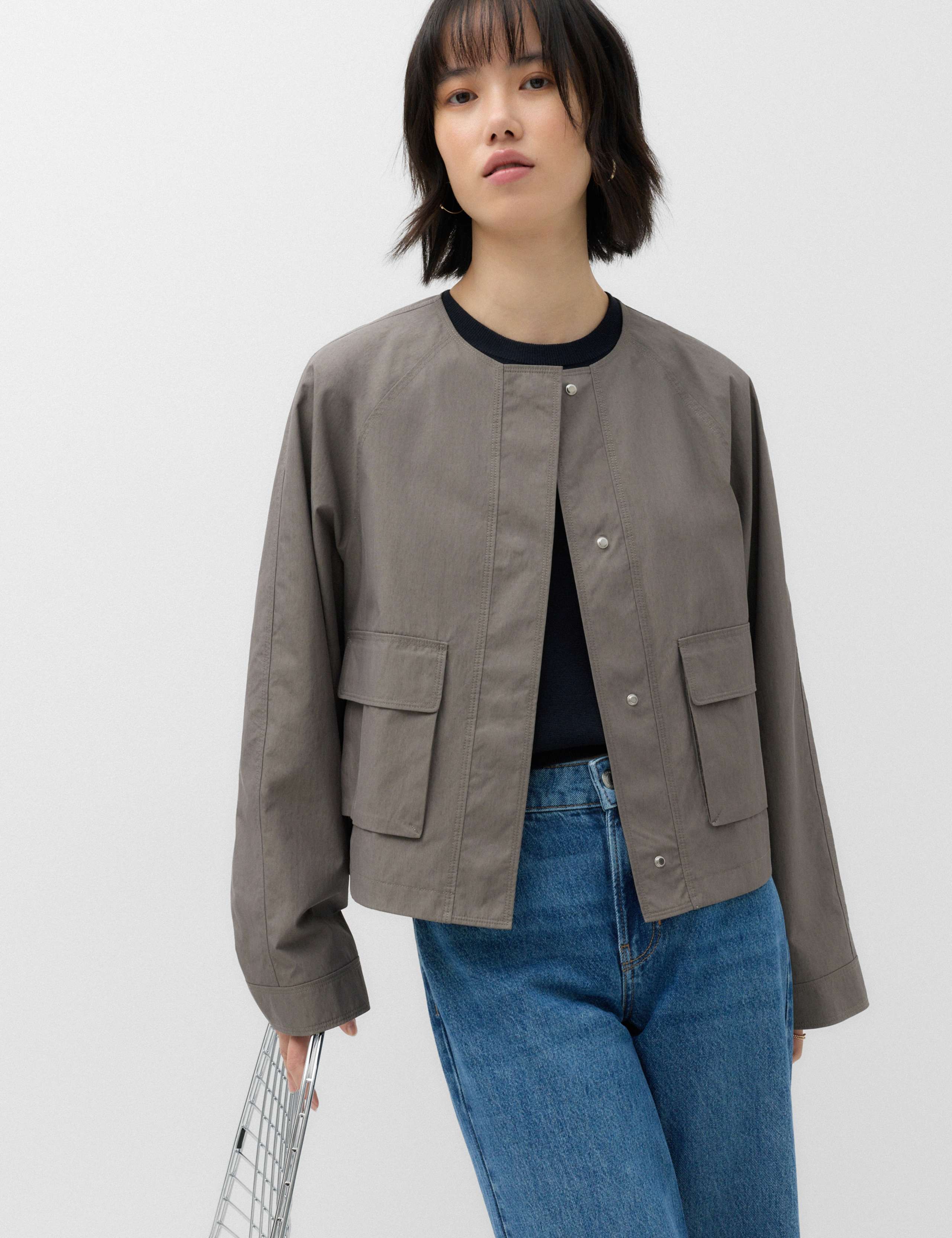 Cotton Rich Tie Neck Cropped Jacket 6 of 6