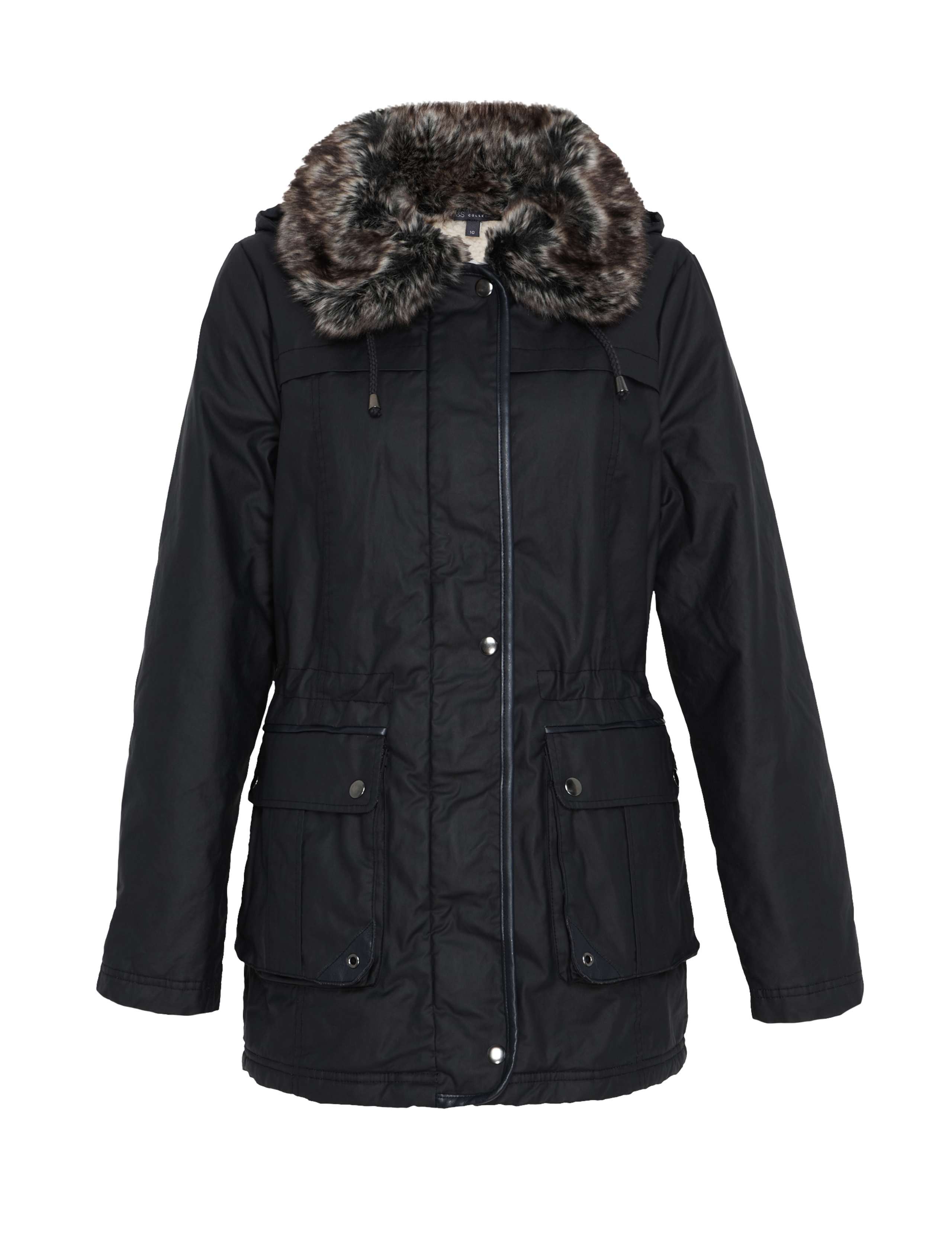 Pure Cotton Faux Fur Trim Waxy Coat 4 of 10