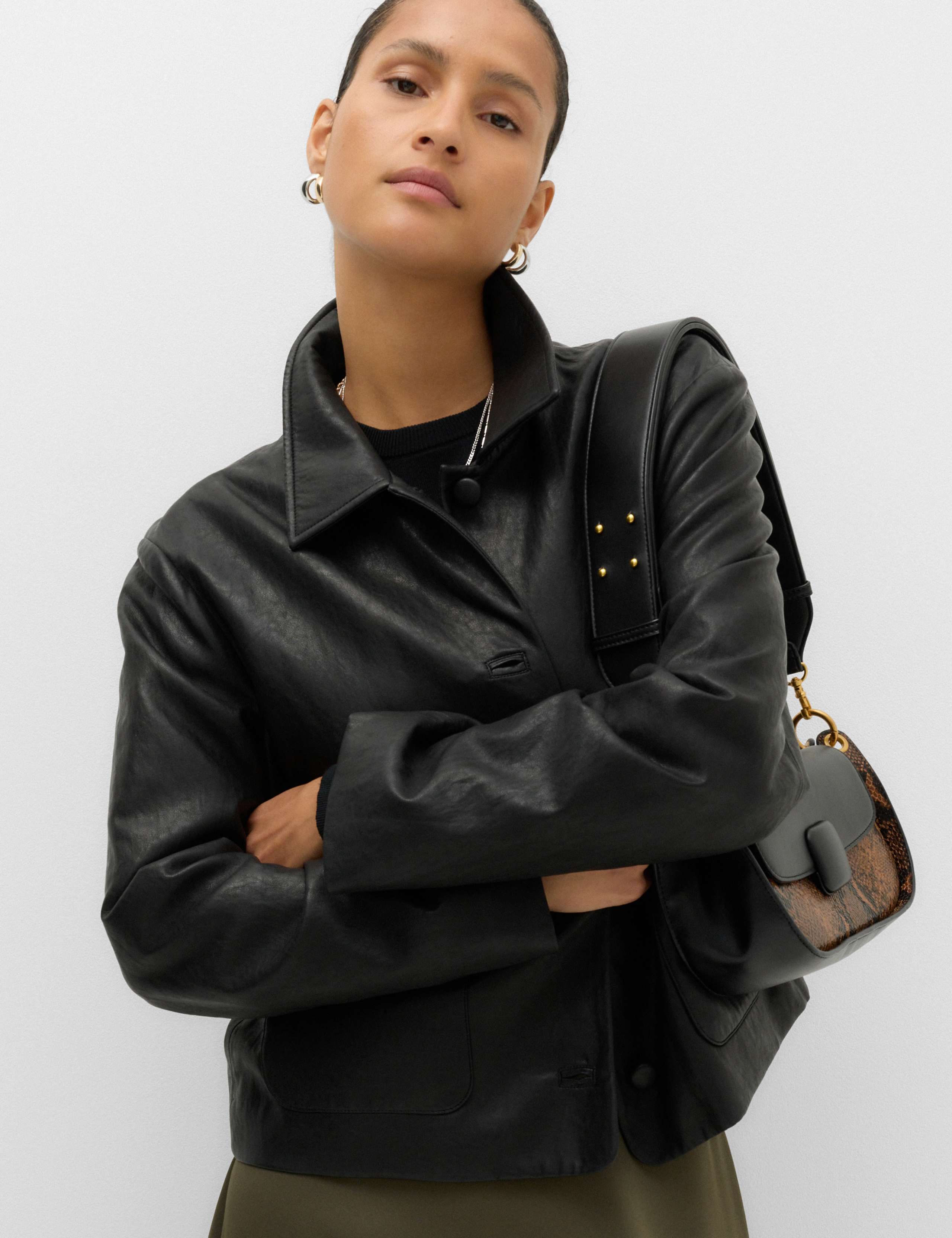 Faux Leather Padded Short Jacket 1 of 6