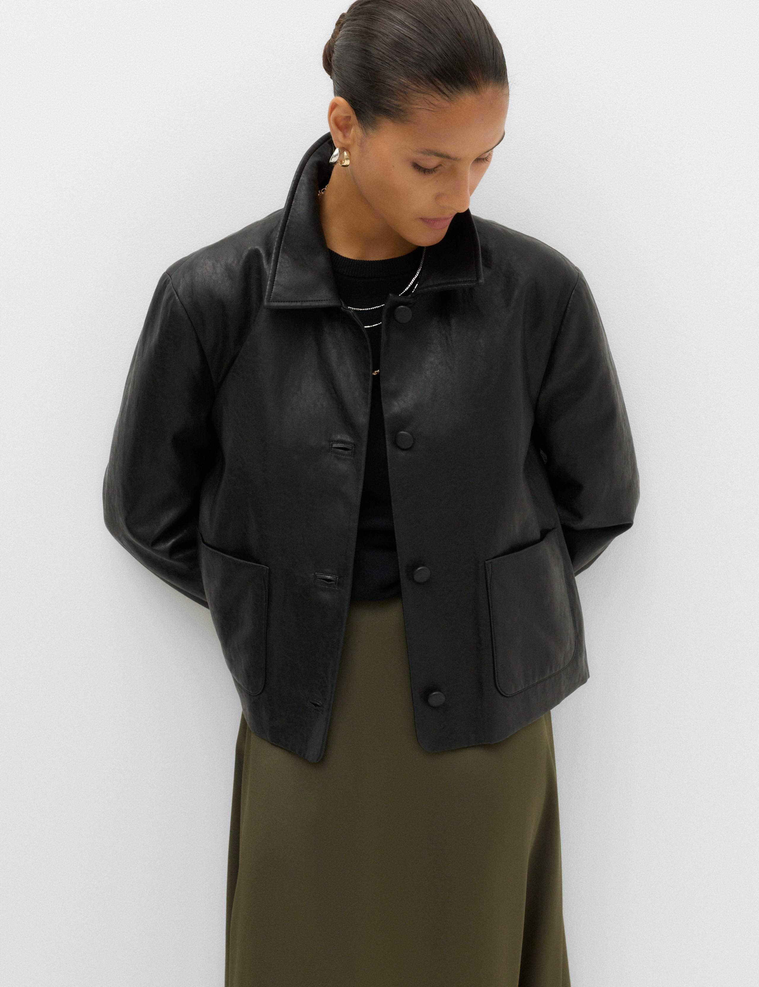 Faux Leather Padded Short Jacket 4 of 6