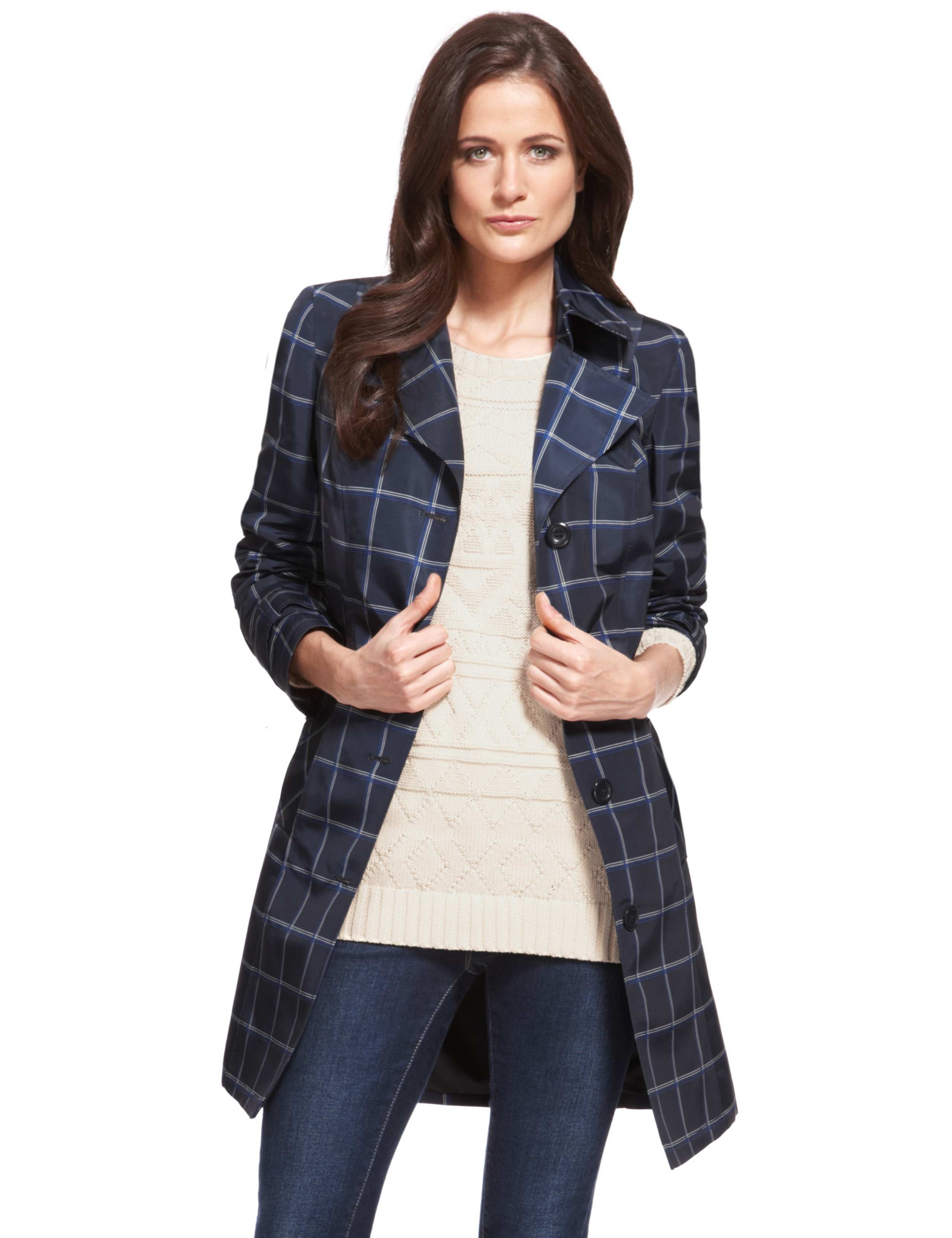 Shower & Checked Mac with Belt 1 of 6