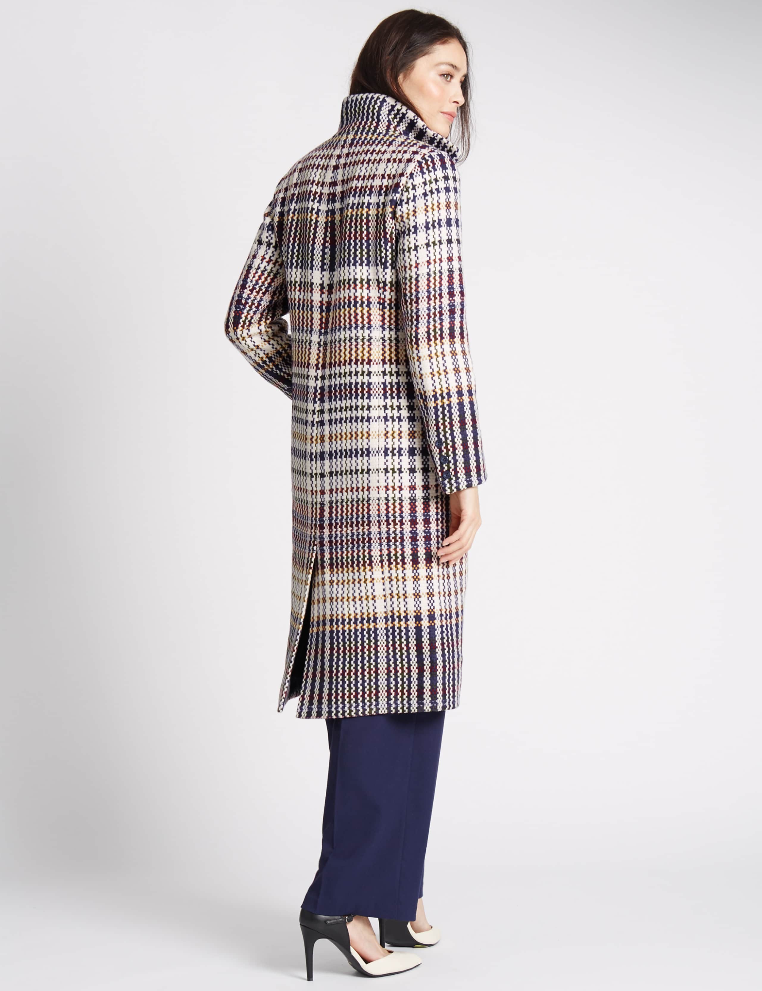 Checked Funnel Neck Coat 3 of 4