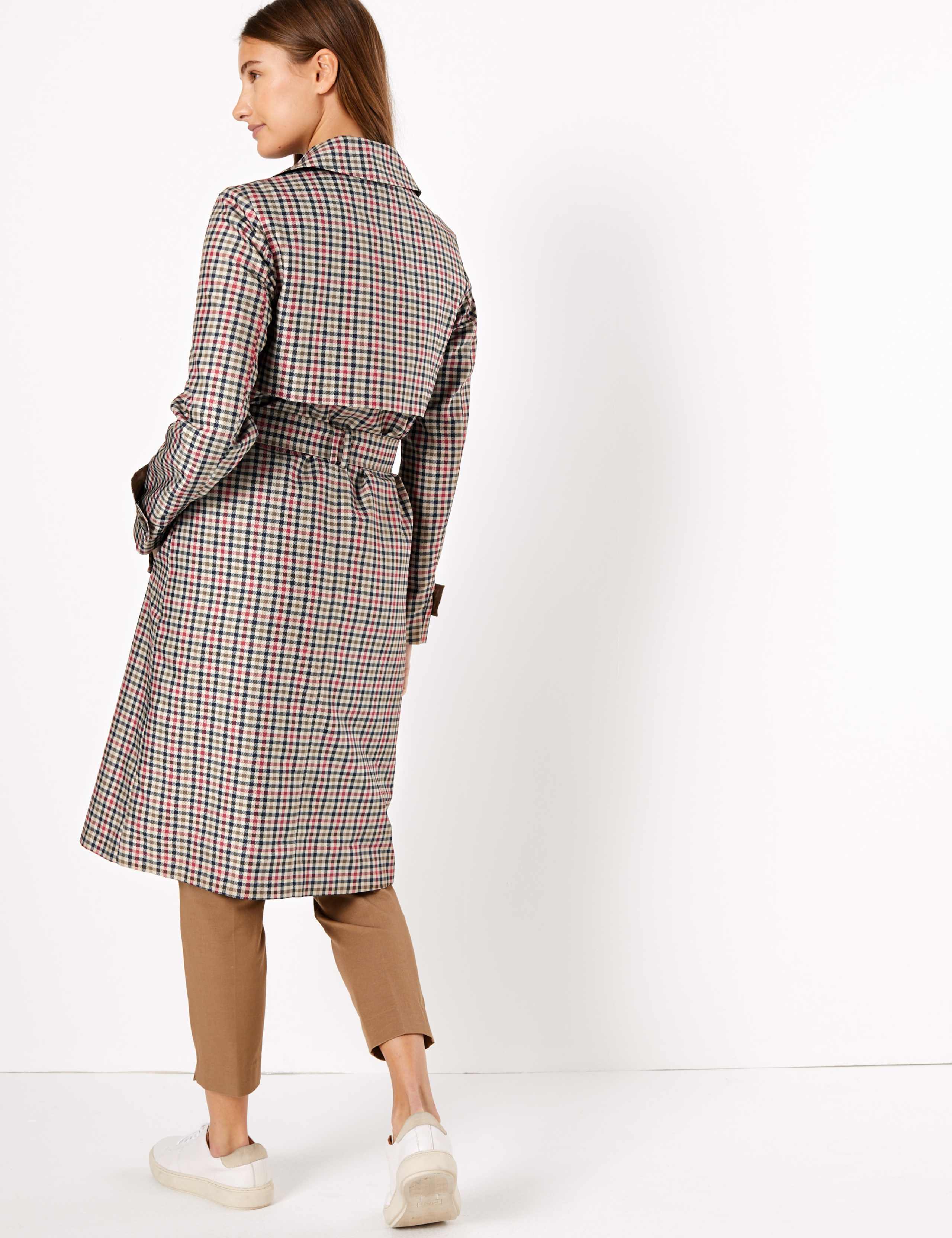 Checked Double Breasted Trench Coat 5 of 11