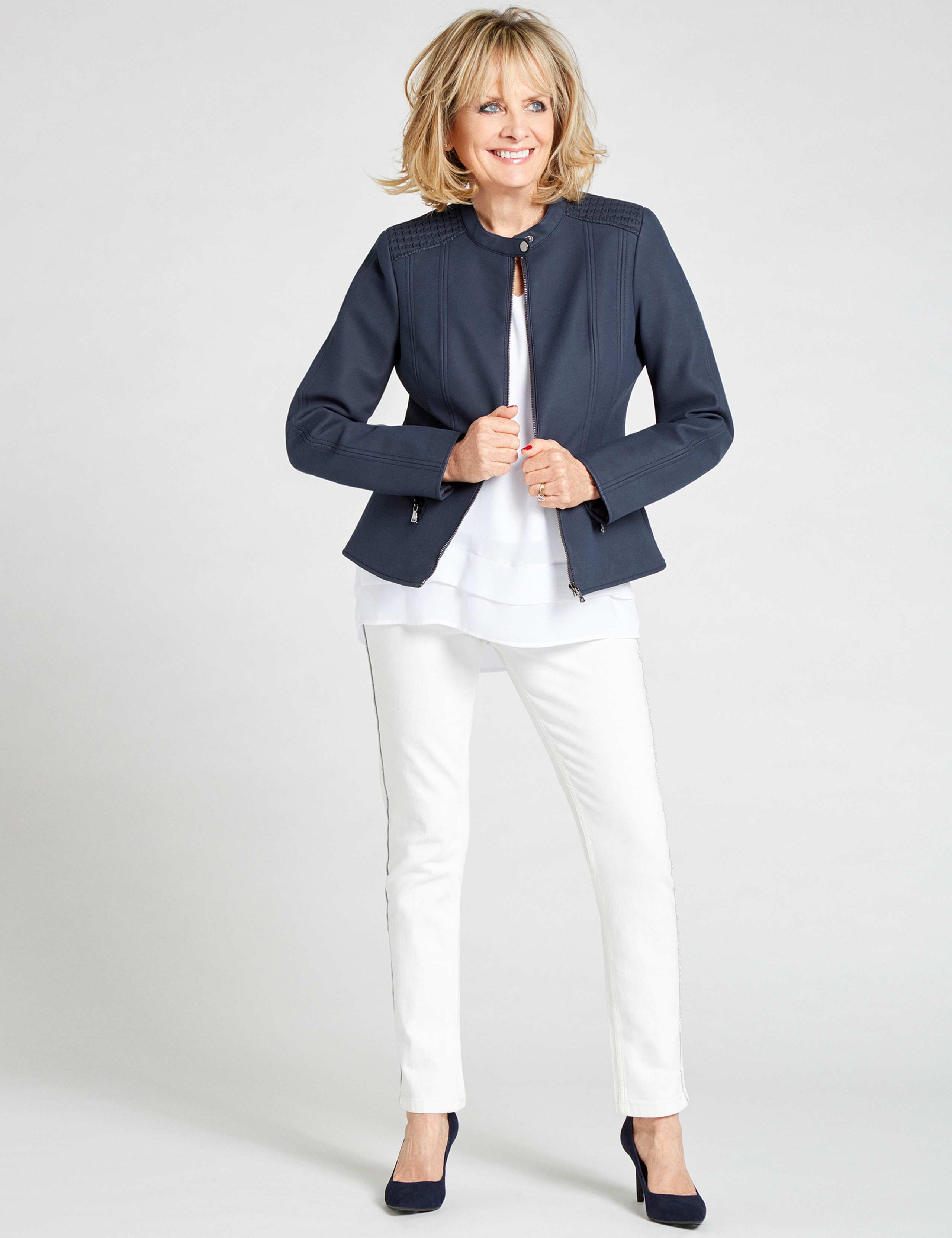 Faux Leather Stretch Detail Biker Jacket 1 of 5