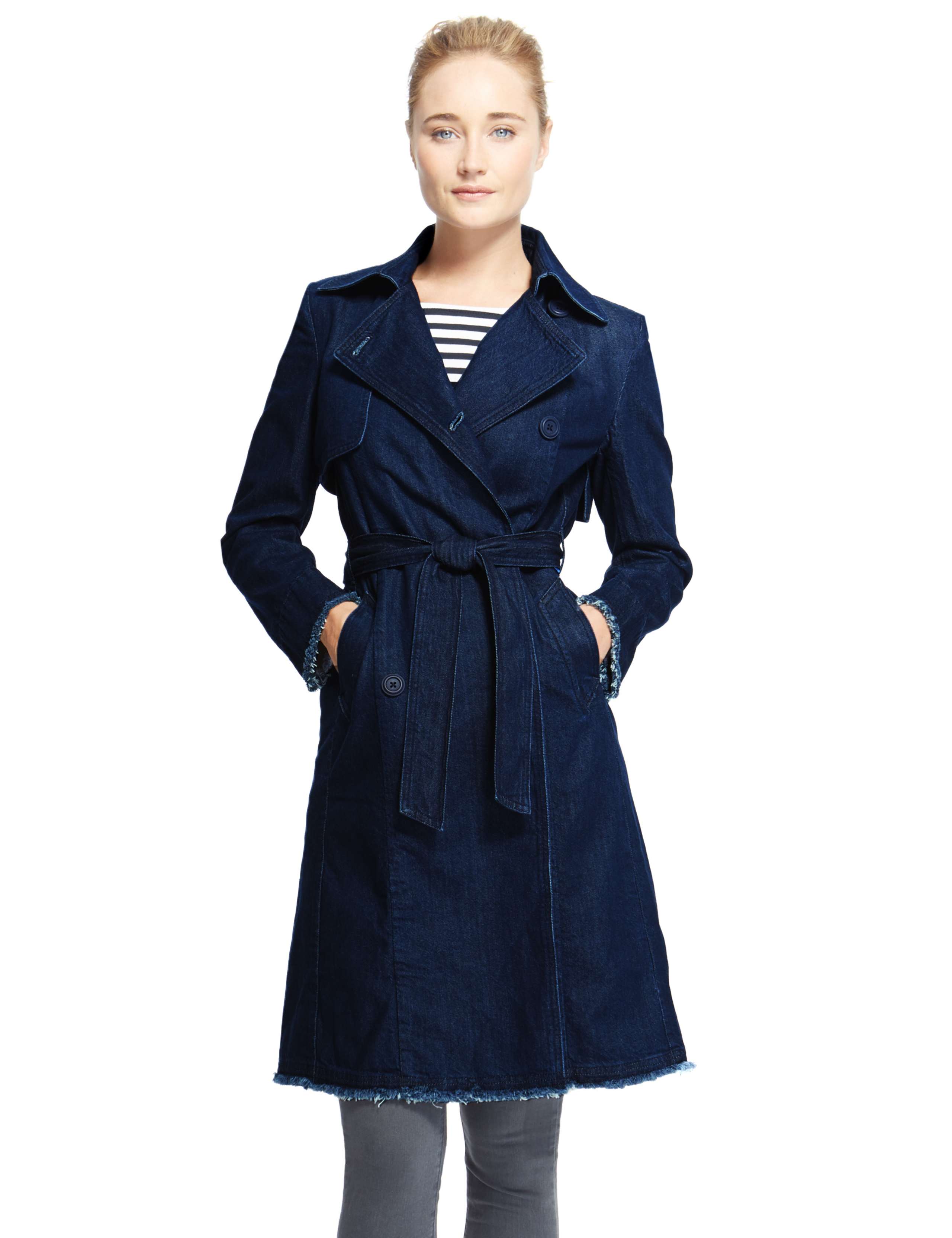 Denim Belted Trench Coat 1 of 3