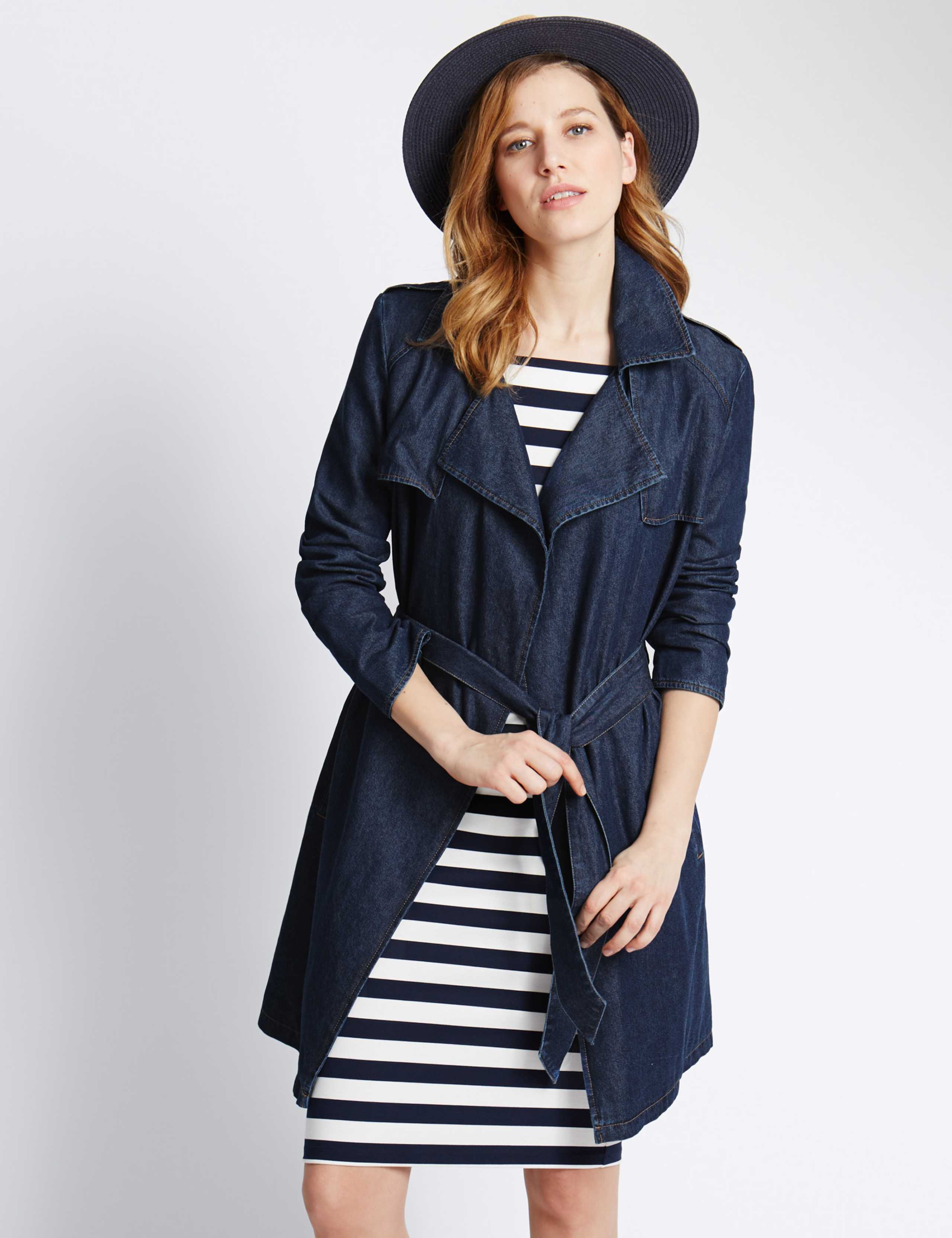 Denim Belted Trench Coat 1 of 3