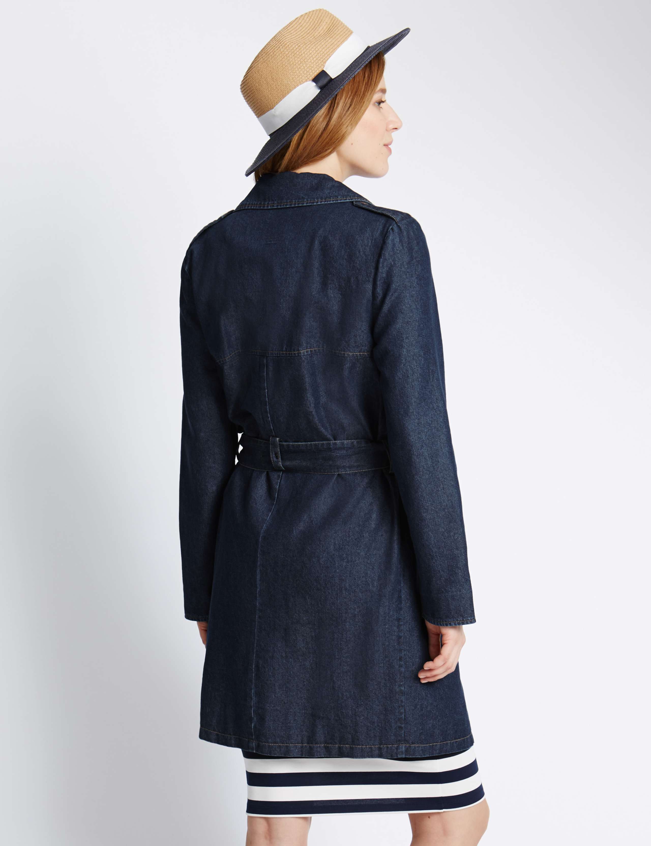 Denim Belted Trench Coat 3 of 3
