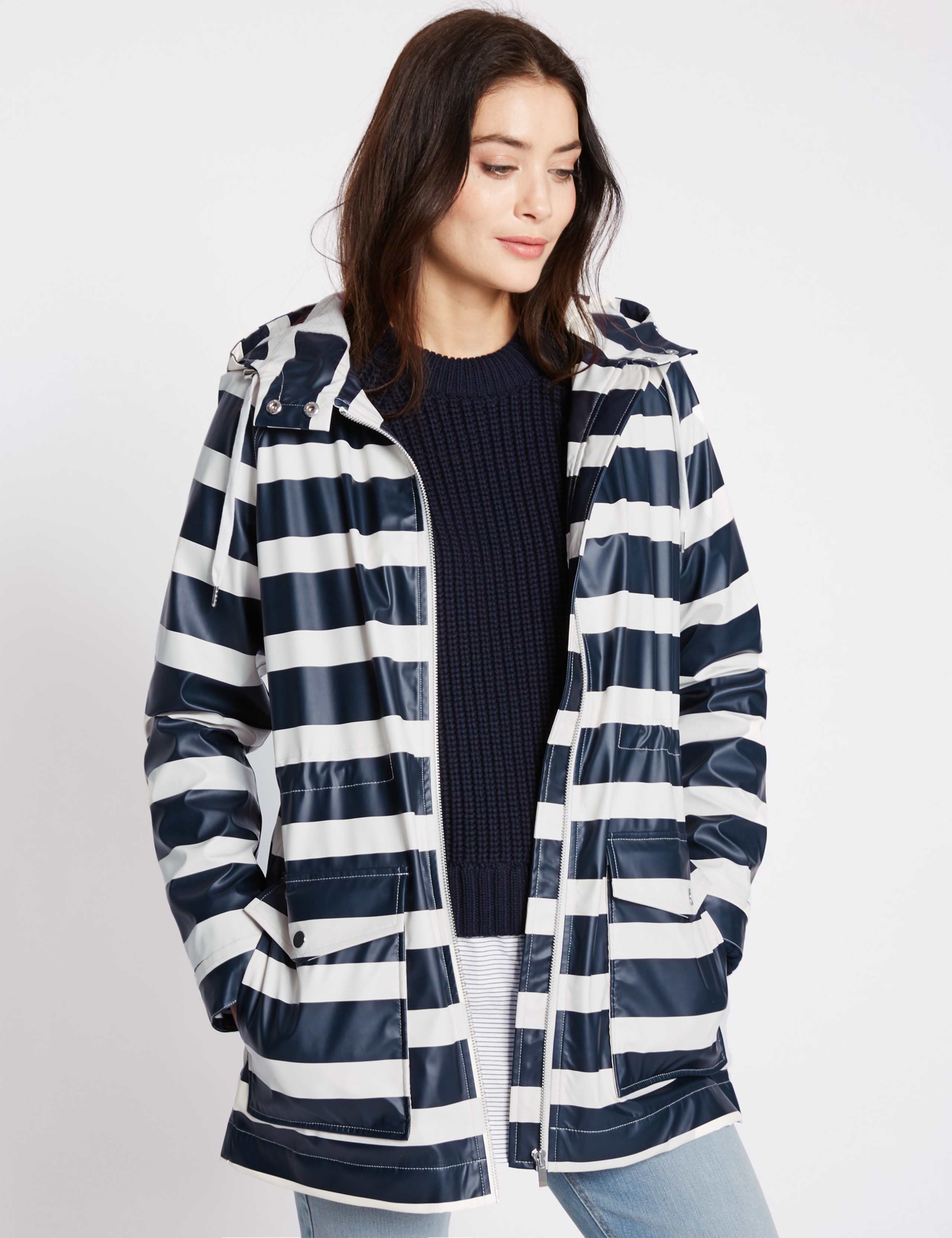 Gathered Detail Striped Anorak 1 of 4