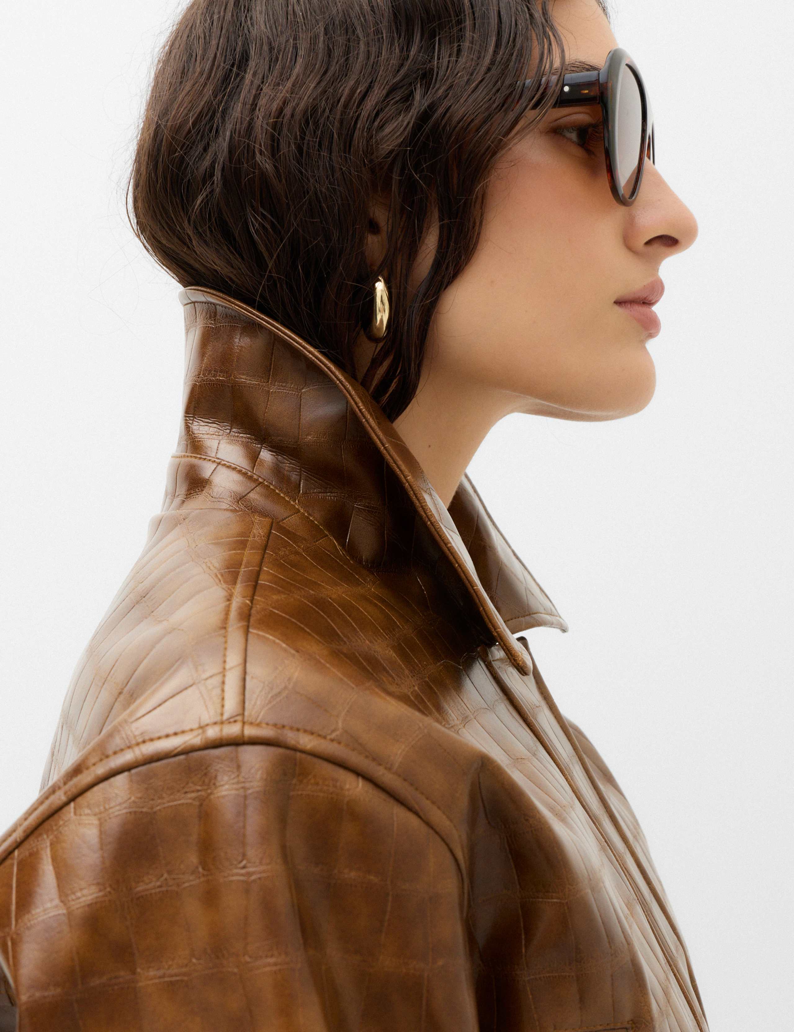 Croc Faux Leather Jacket 3 of 6