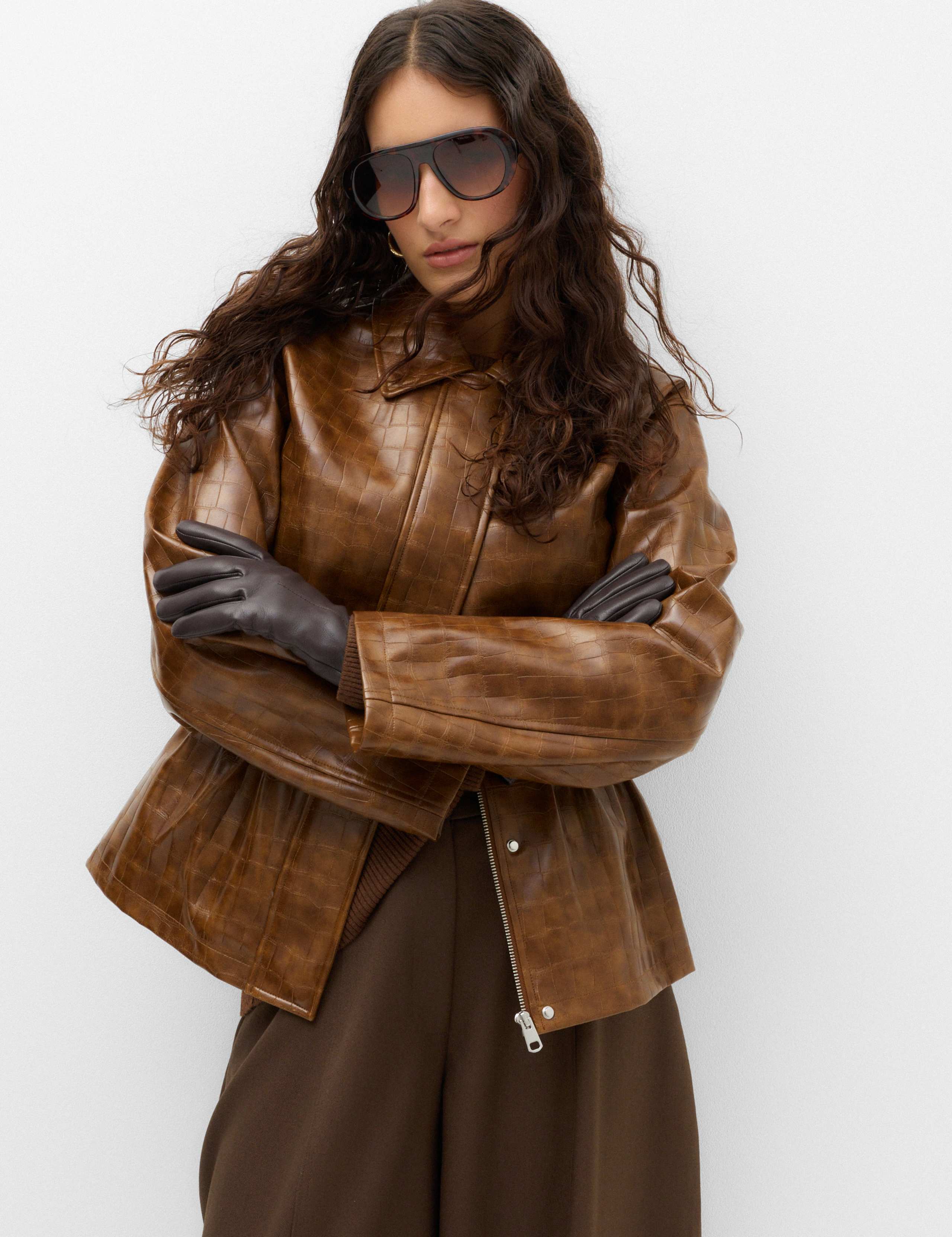 Croc Faux Leather Jacket 5 of 6