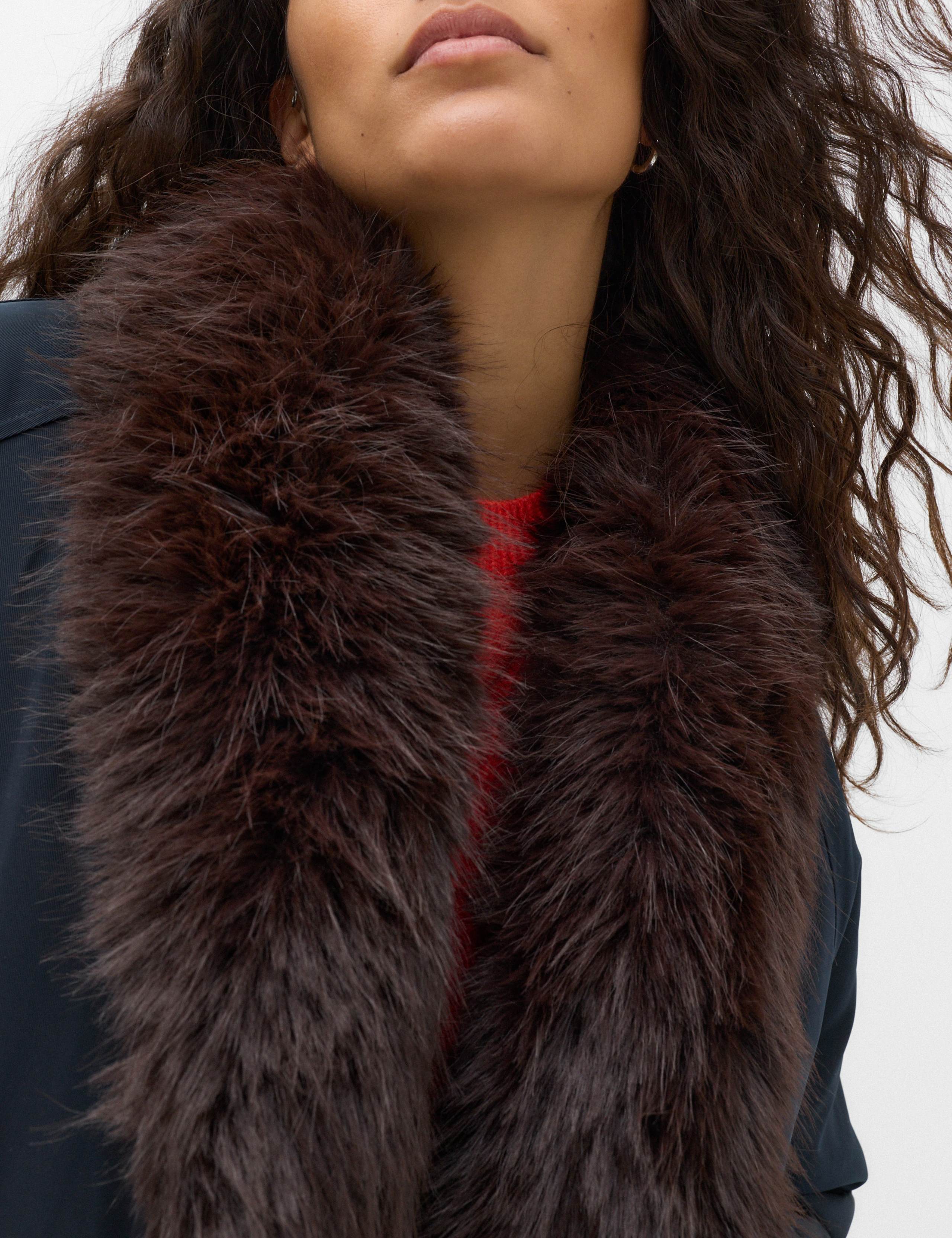Faux Fur Scarf Flight Bomber Jacket 6 of 8