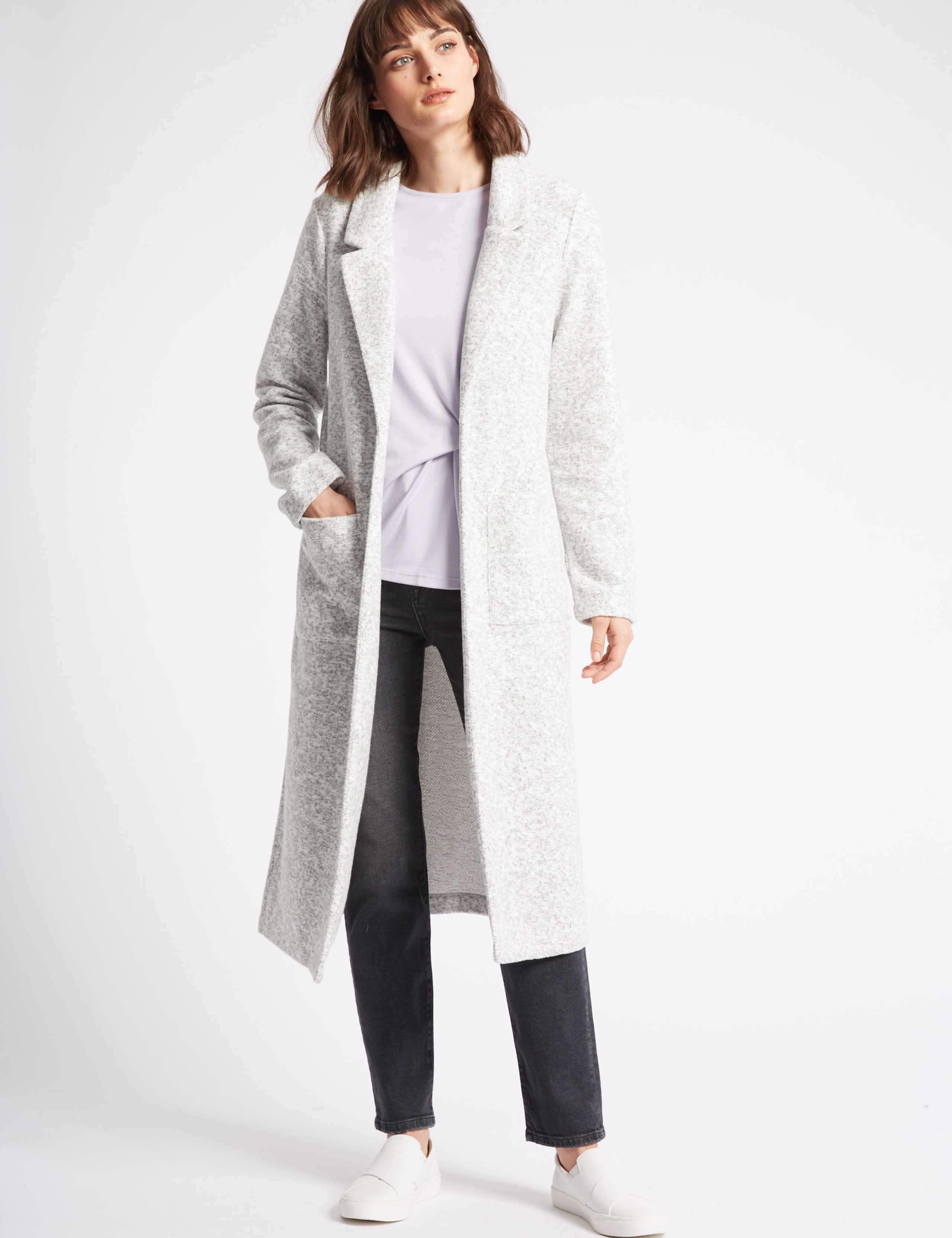 Cotton Blend Open Front Duster Coat 2 of 3