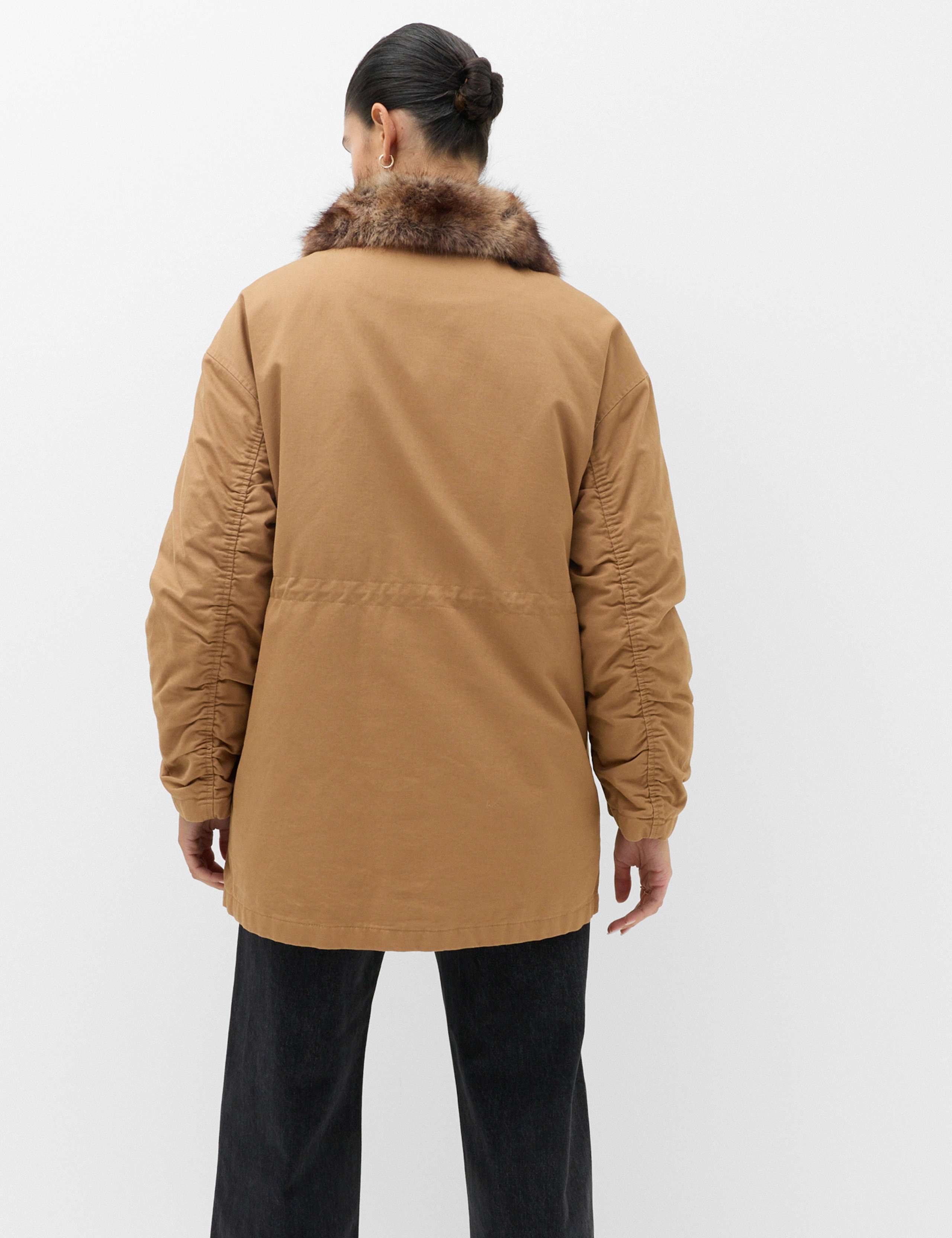 Pure Cotton Faux Fur Trim Parka Jacket 4 of 8