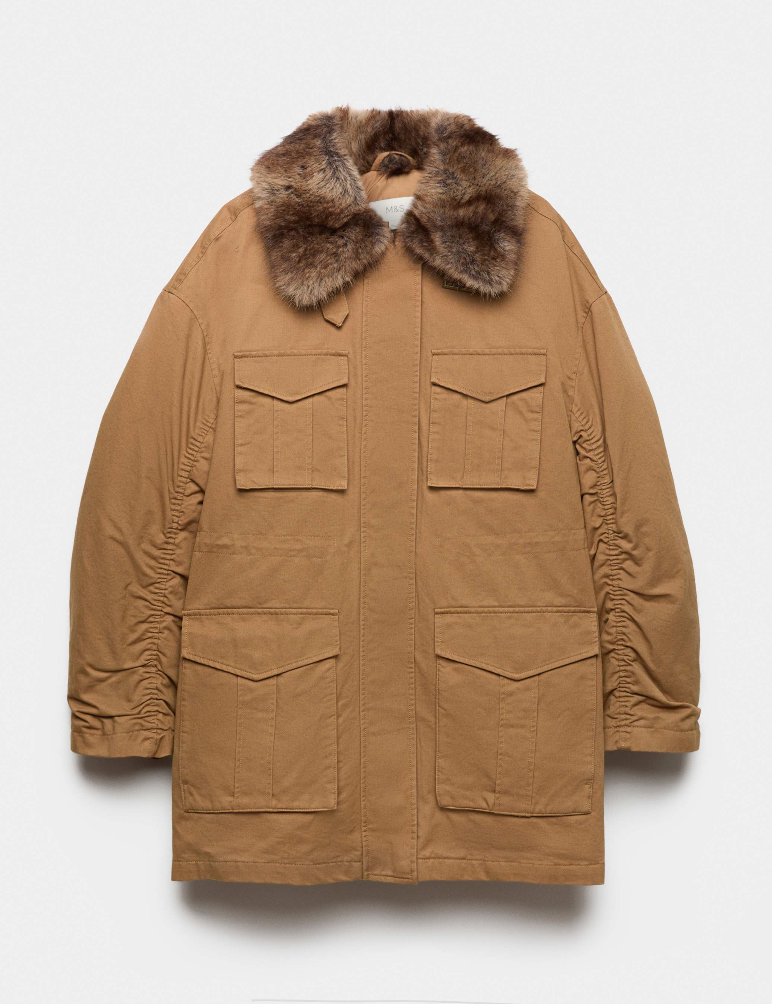 Pure Cotton Faux Fur Trim Parka Jacket 2 of 8