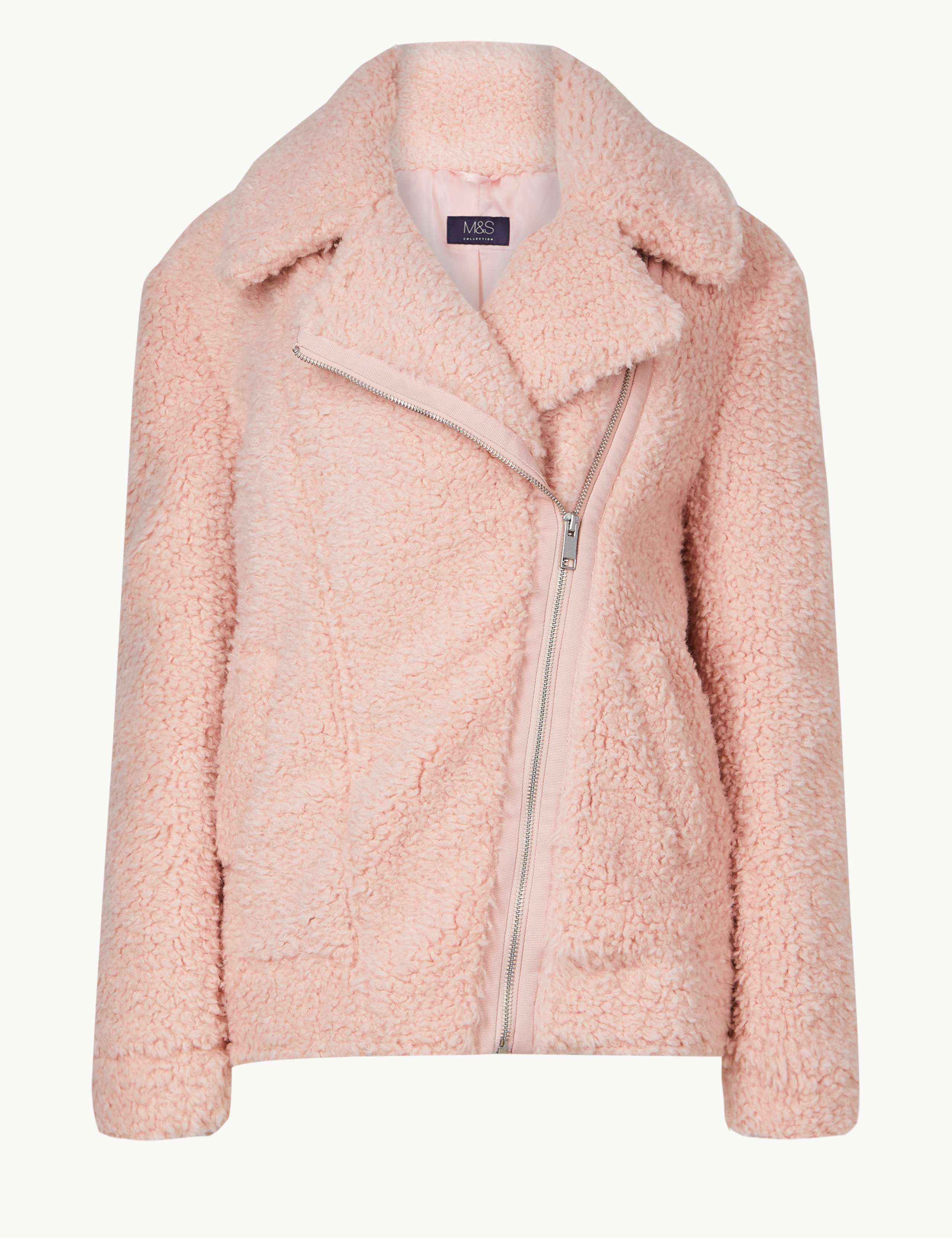 Textured Borg Biker Jacket 2 of 5