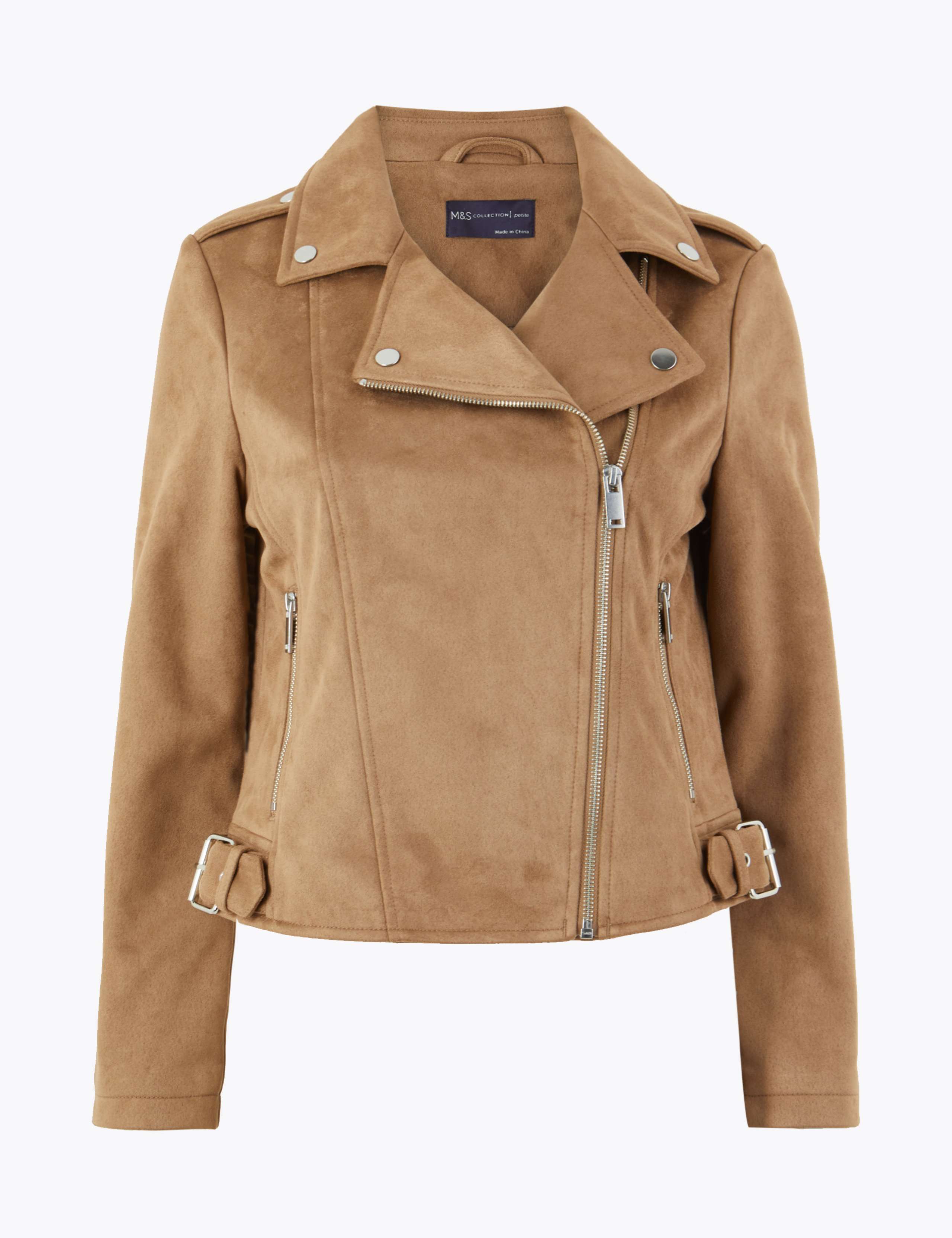 PETITE Faux Suede Biker Jacket 2 of 4