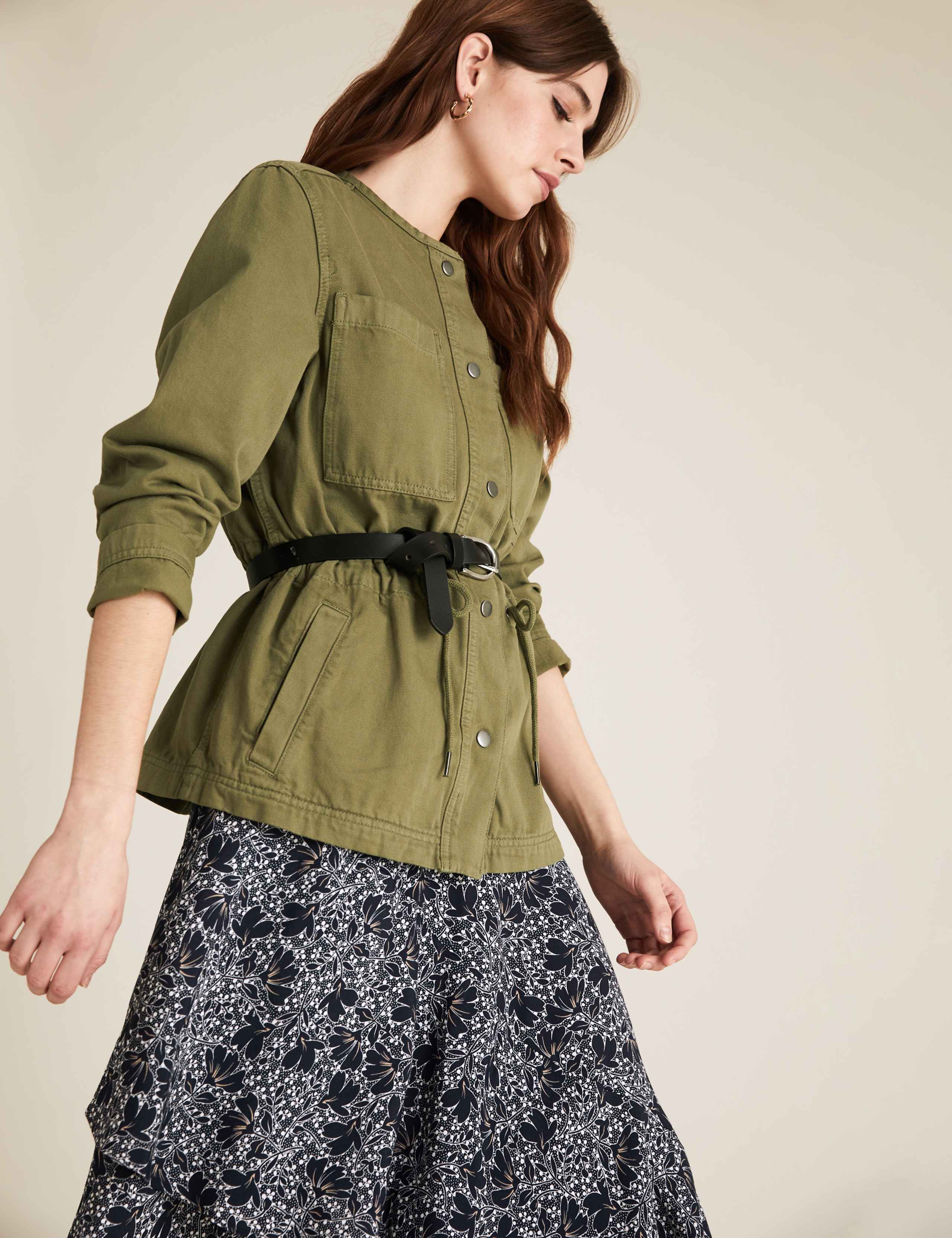 Denim Waisted Collarless Jacket 4 of 7