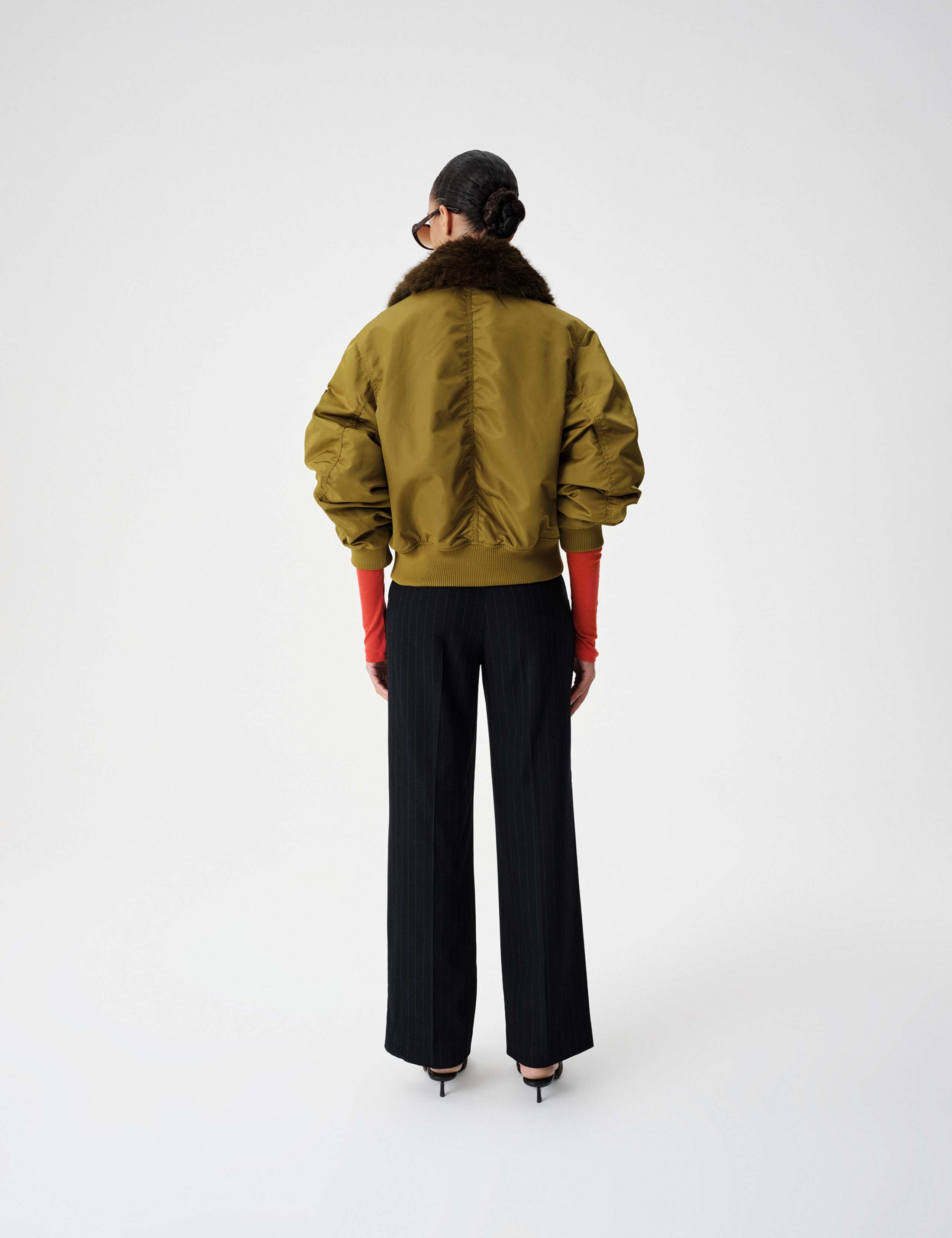 Fur Trim Cropped Bomber Jacket 6 of 6