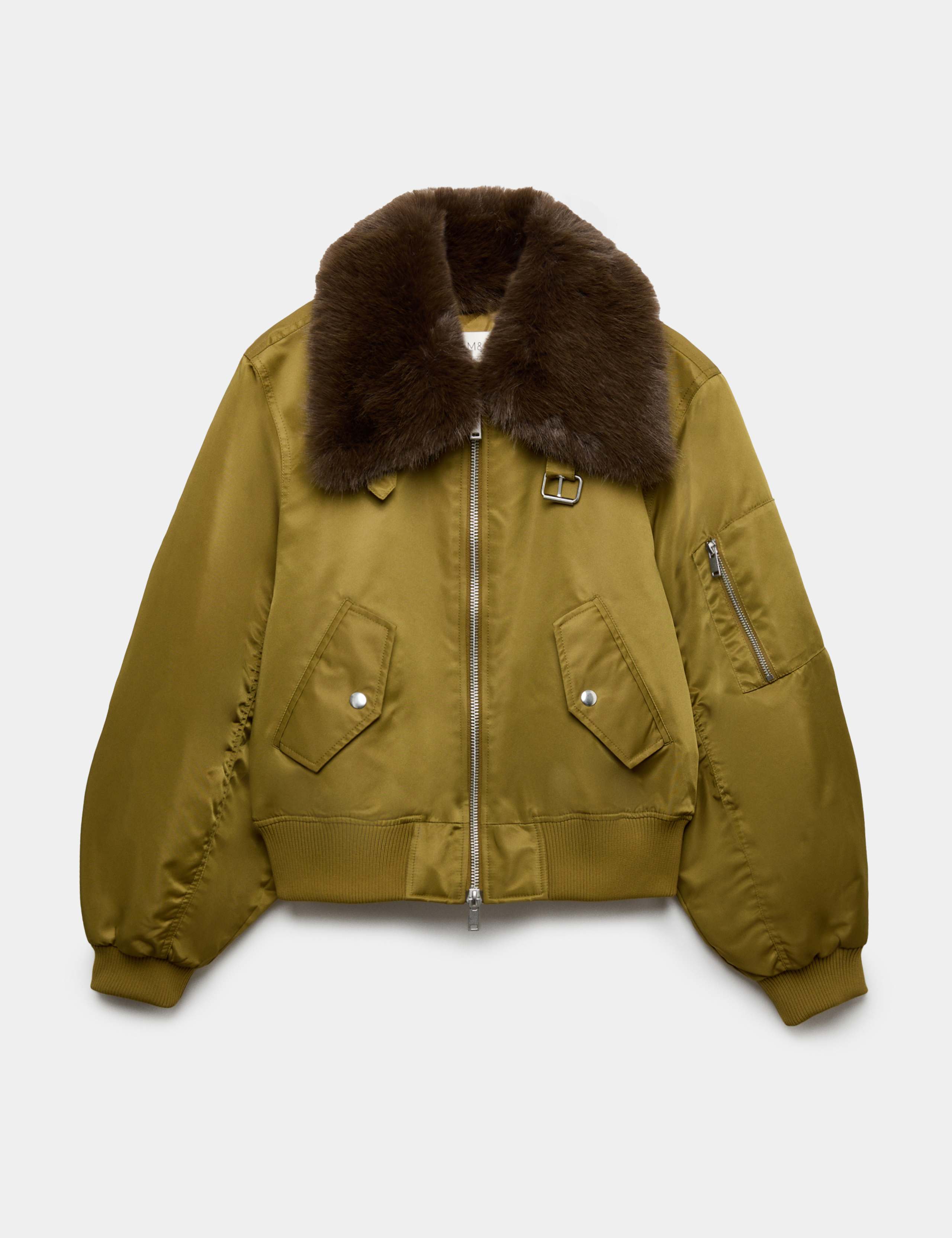 Fur Trim Cropped Bomber Jacket 2 of 6
