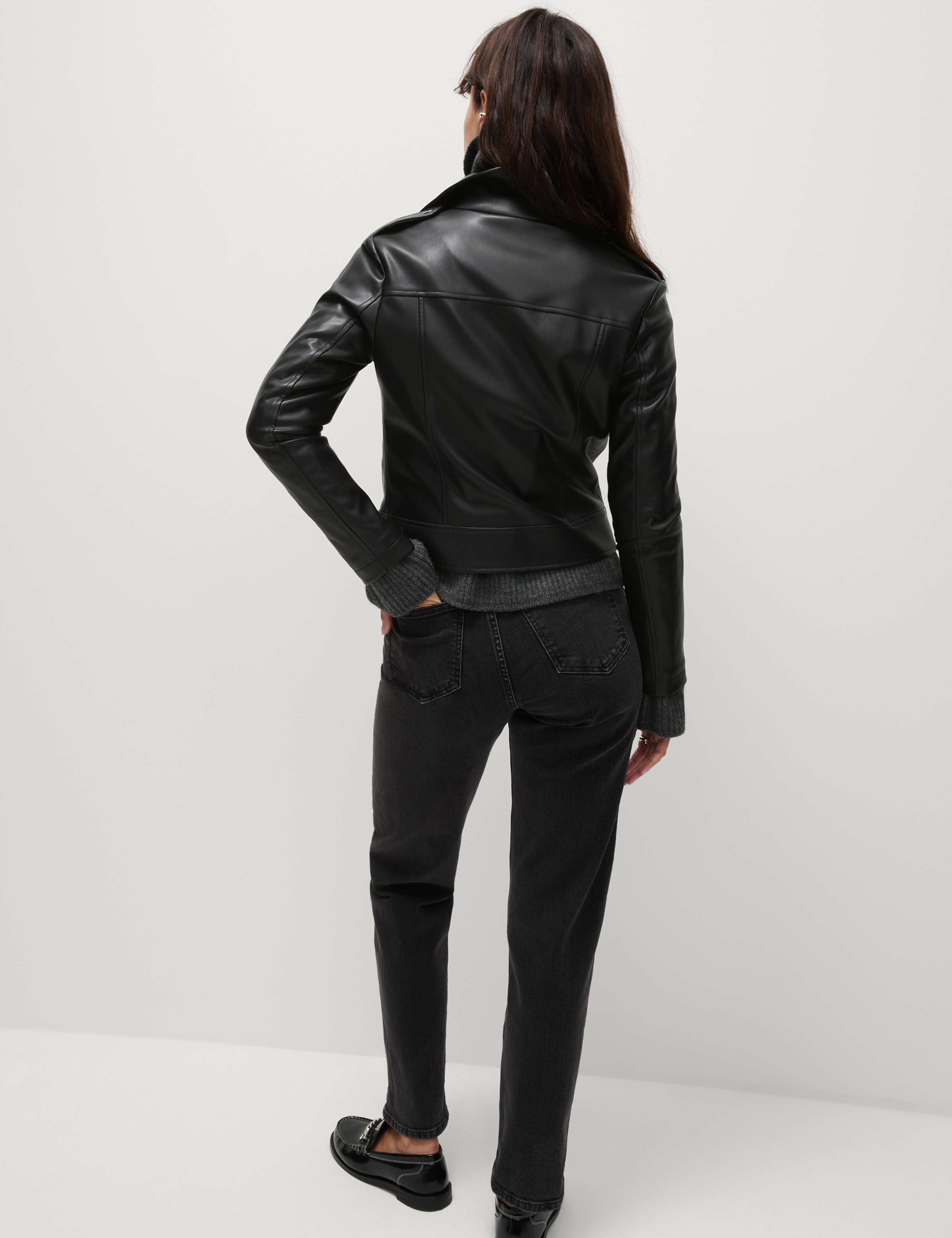 Petite Faux Leather Biker Jacket 7 of 8