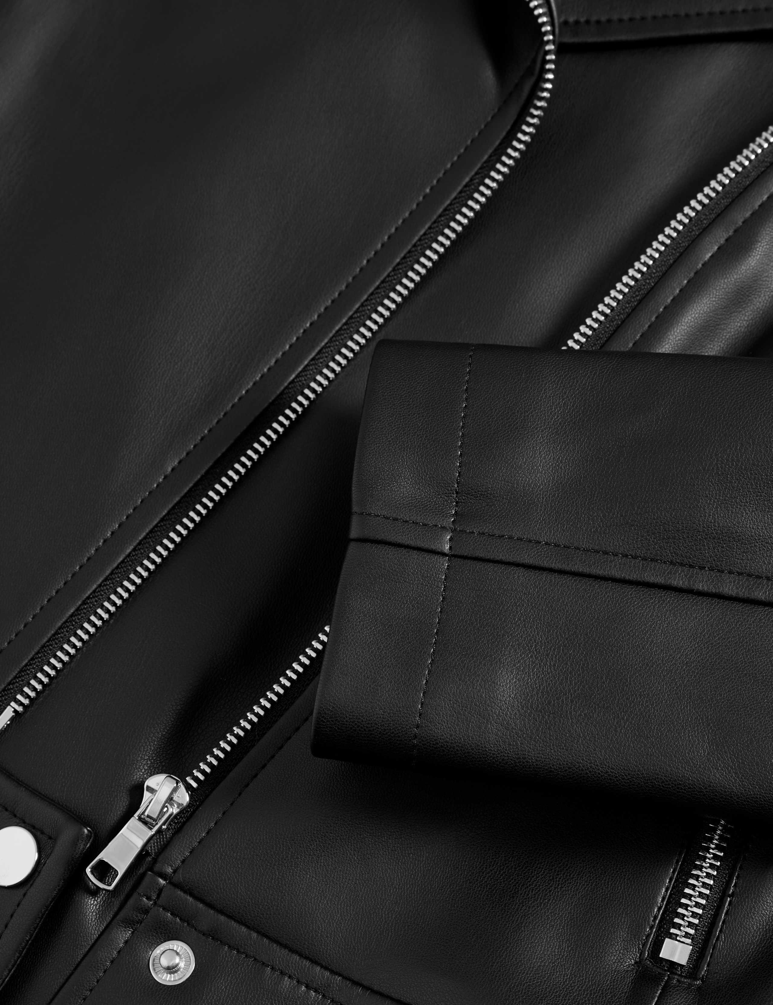 Petite Faux Leather Biker Jacket 8 of 8