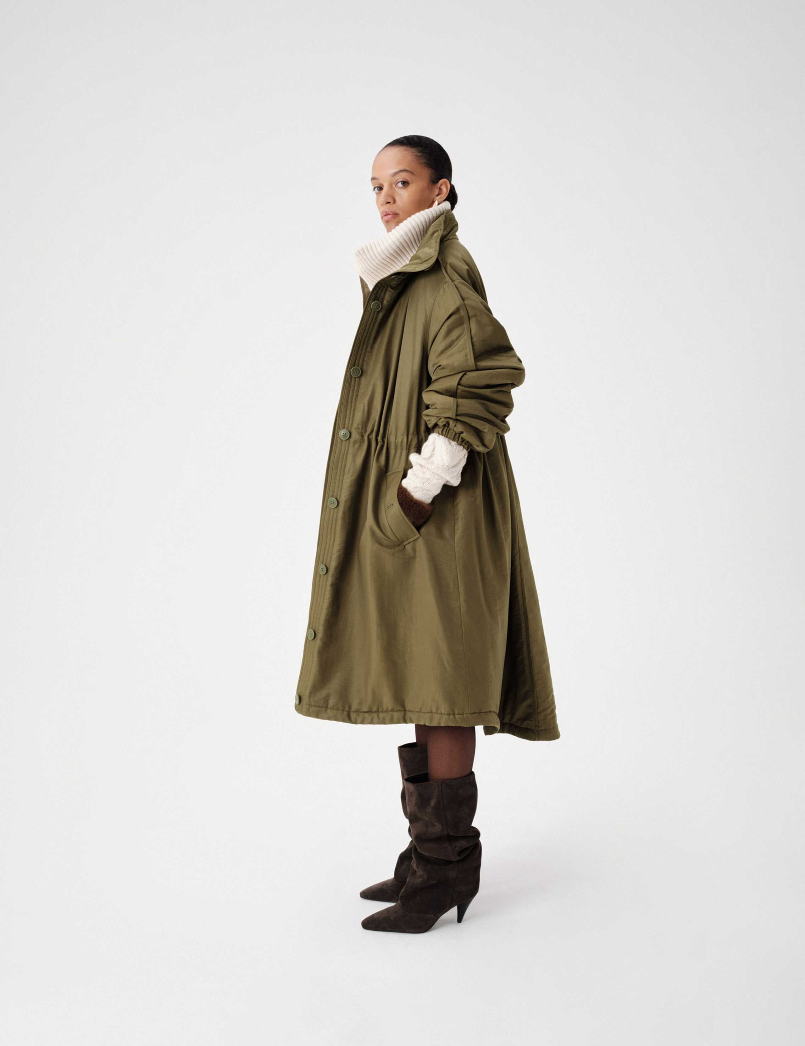 Satin Funnel Neck Longline Parka Coat 4 of 7