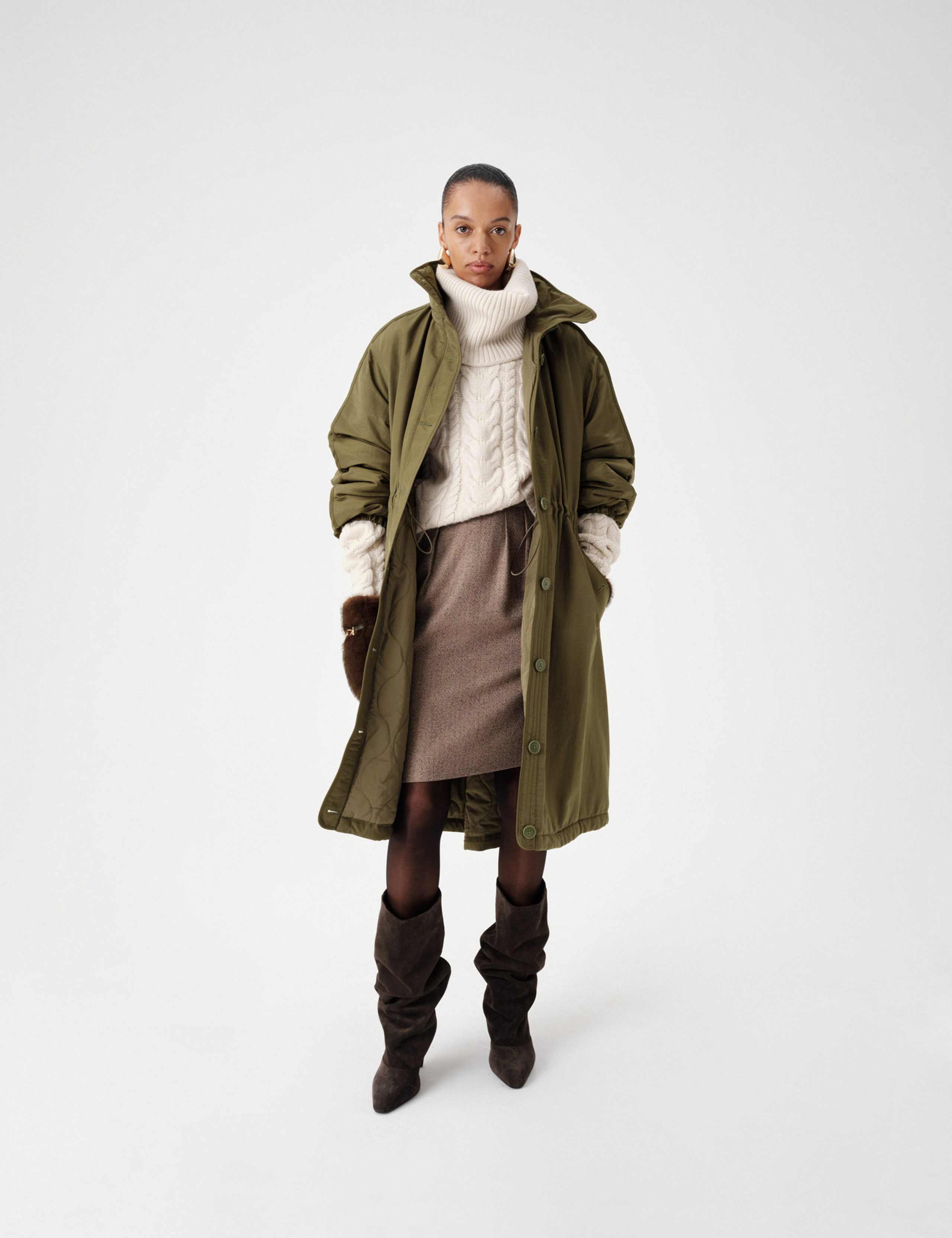 Satin Funnel Neck Longline Parka Coat 6 of 7