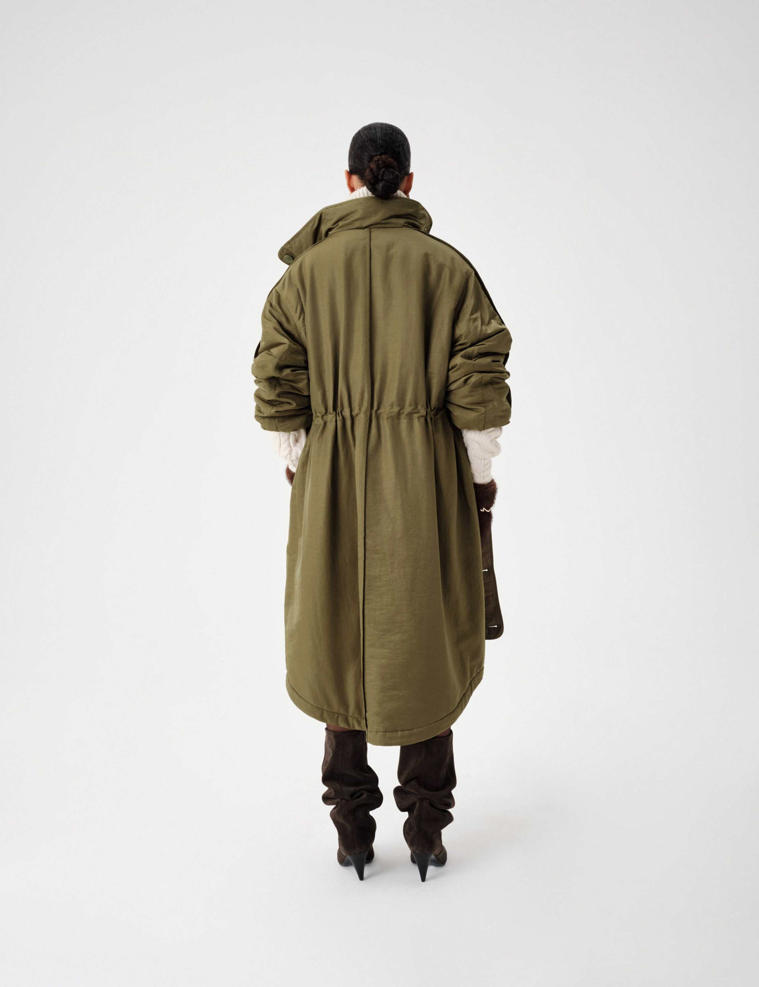 Satin Funnel Neck Longline Parka Coat 7 of 7