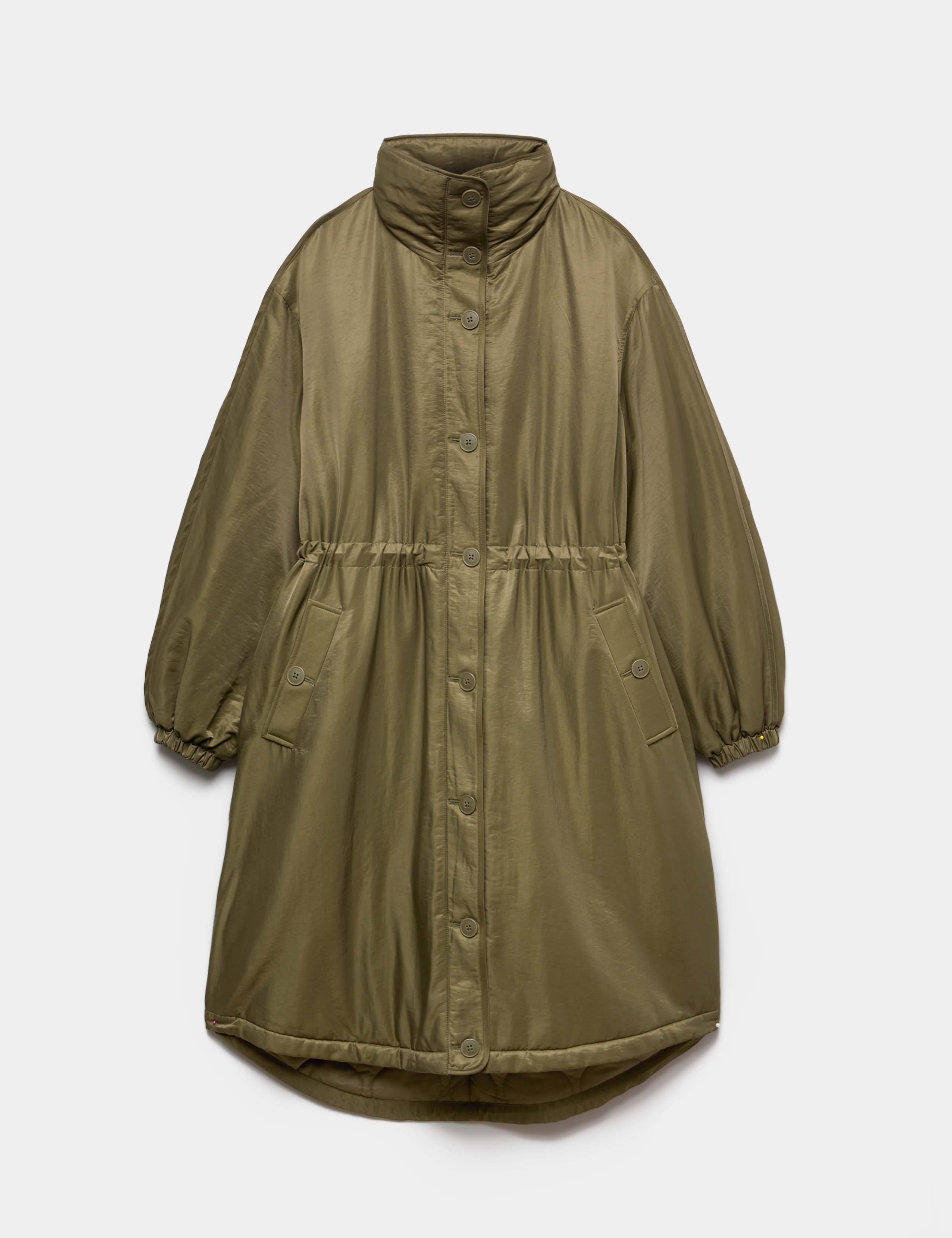 Satin Funnel Neck Longline Parka Coat 2 of 7