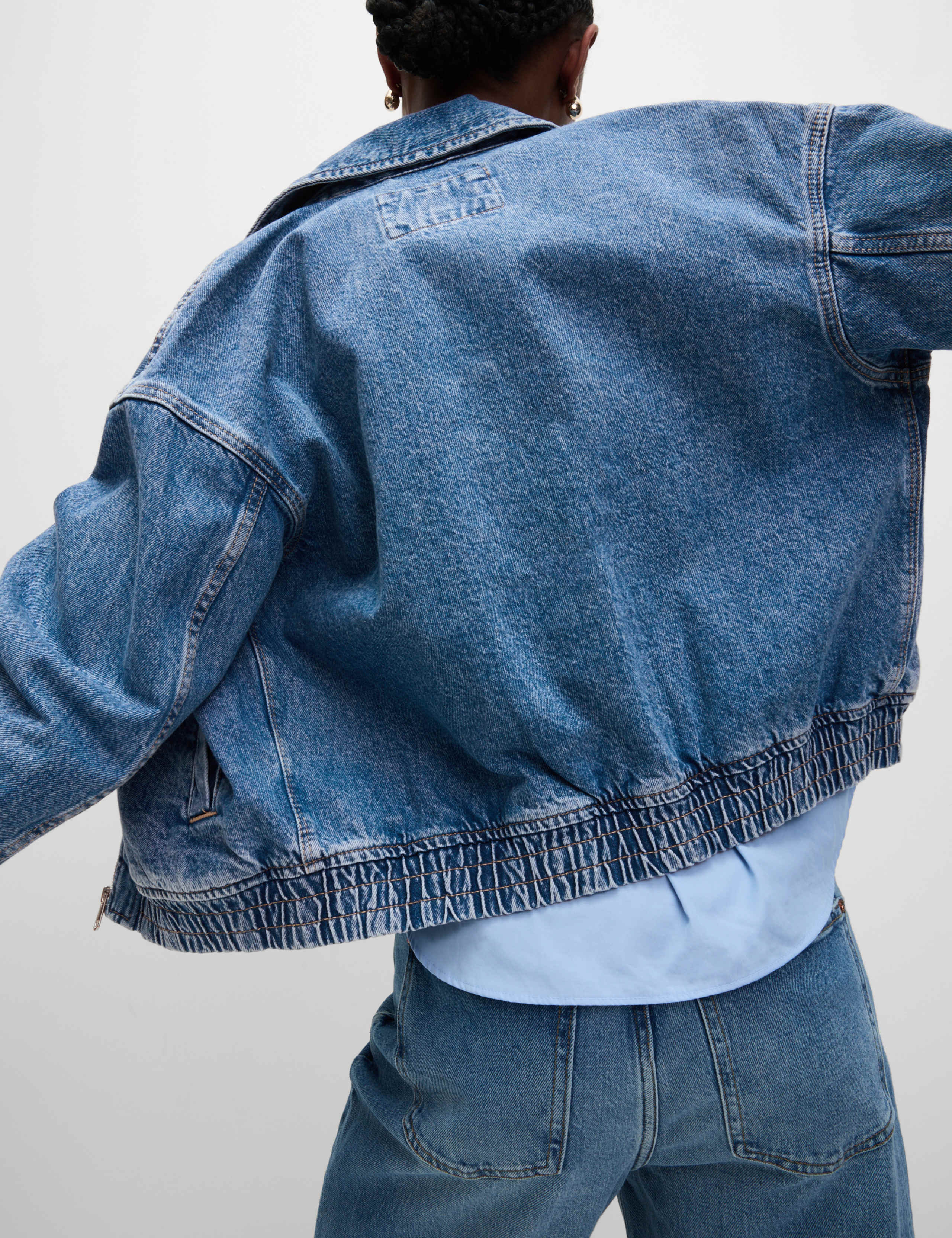 Denim Relaxed Harrington Jacket 1 of 7