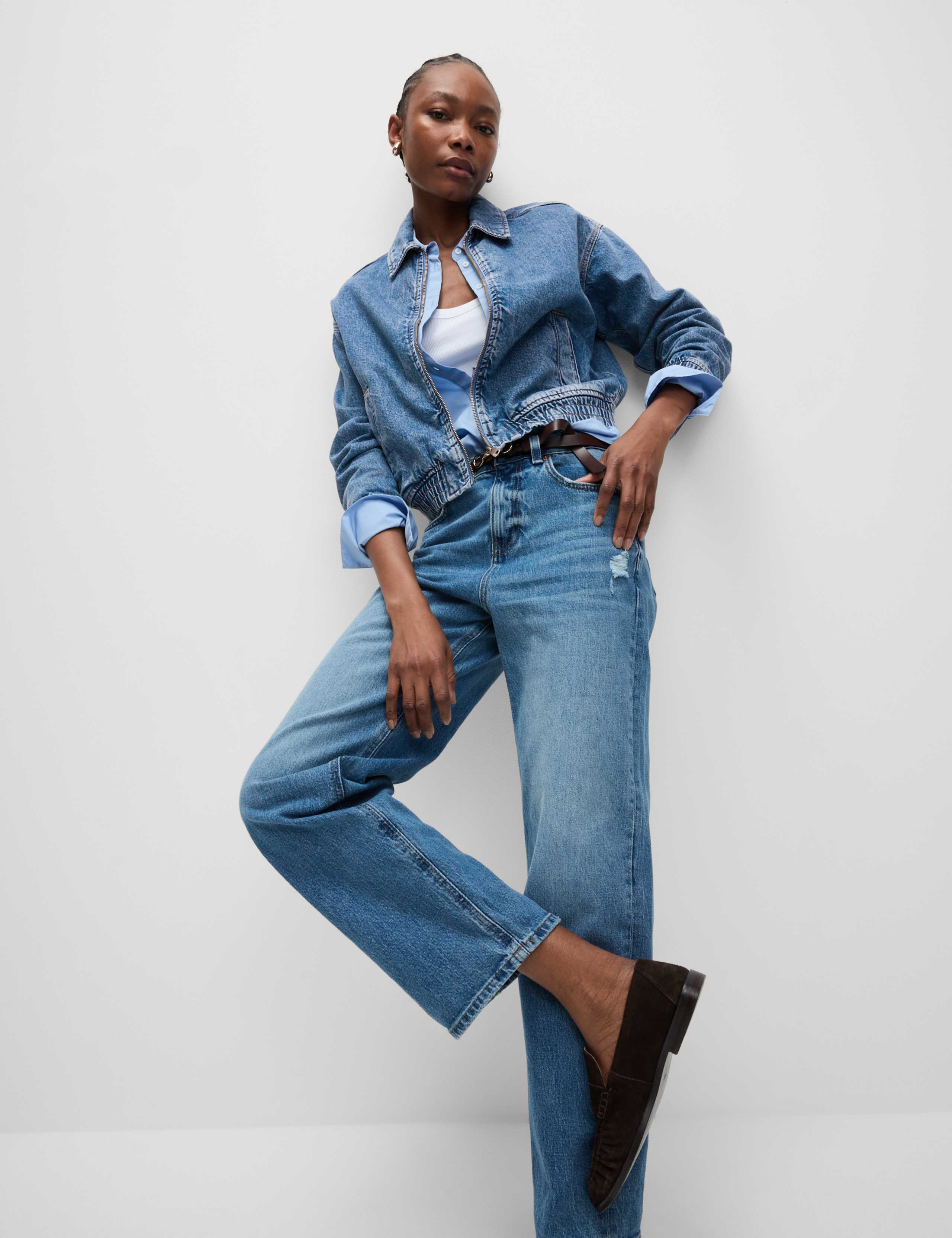 Denim Relaxed Harrington Jacket 4 of 7