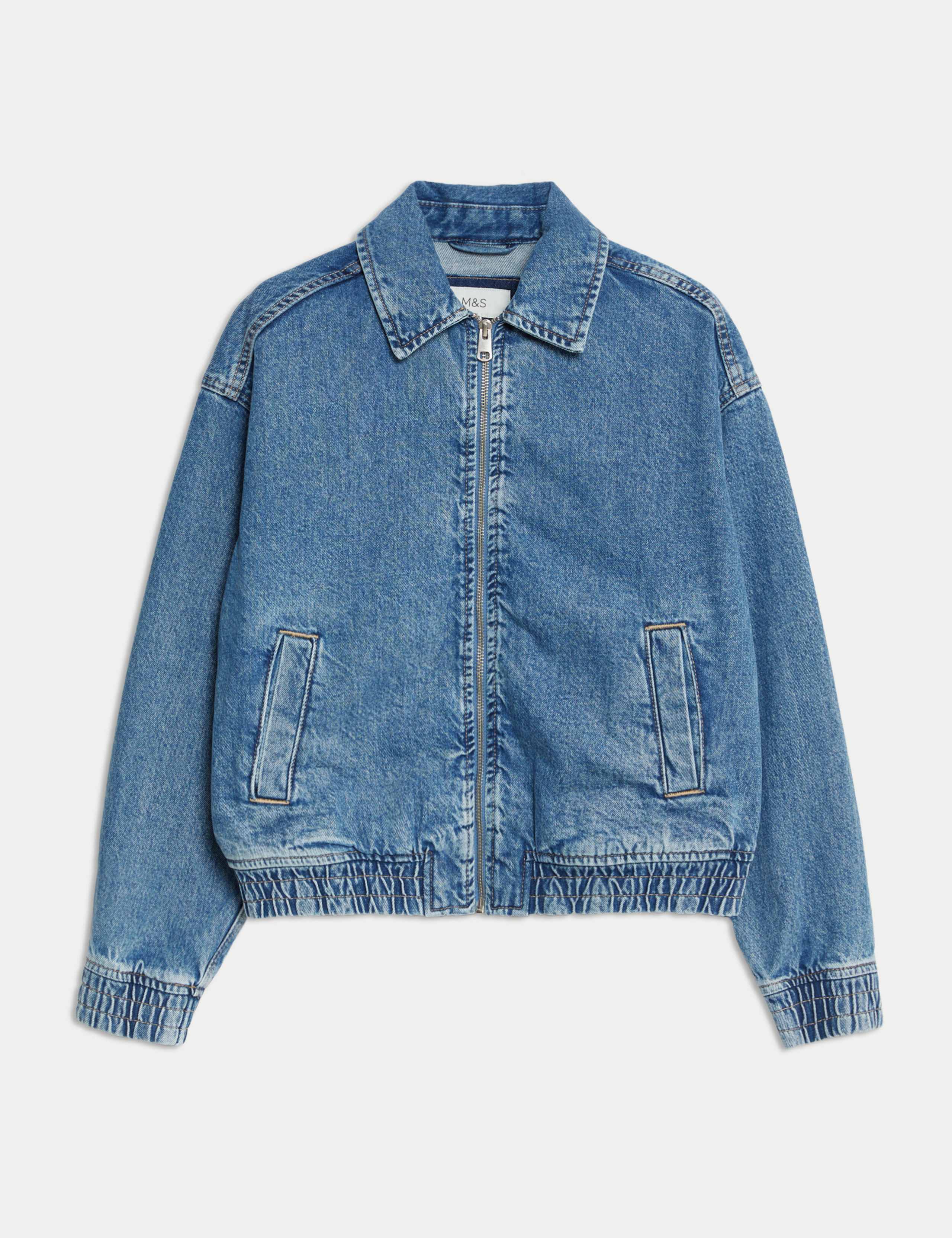 Denim Relaxed Harrington Jacket 2 of 7