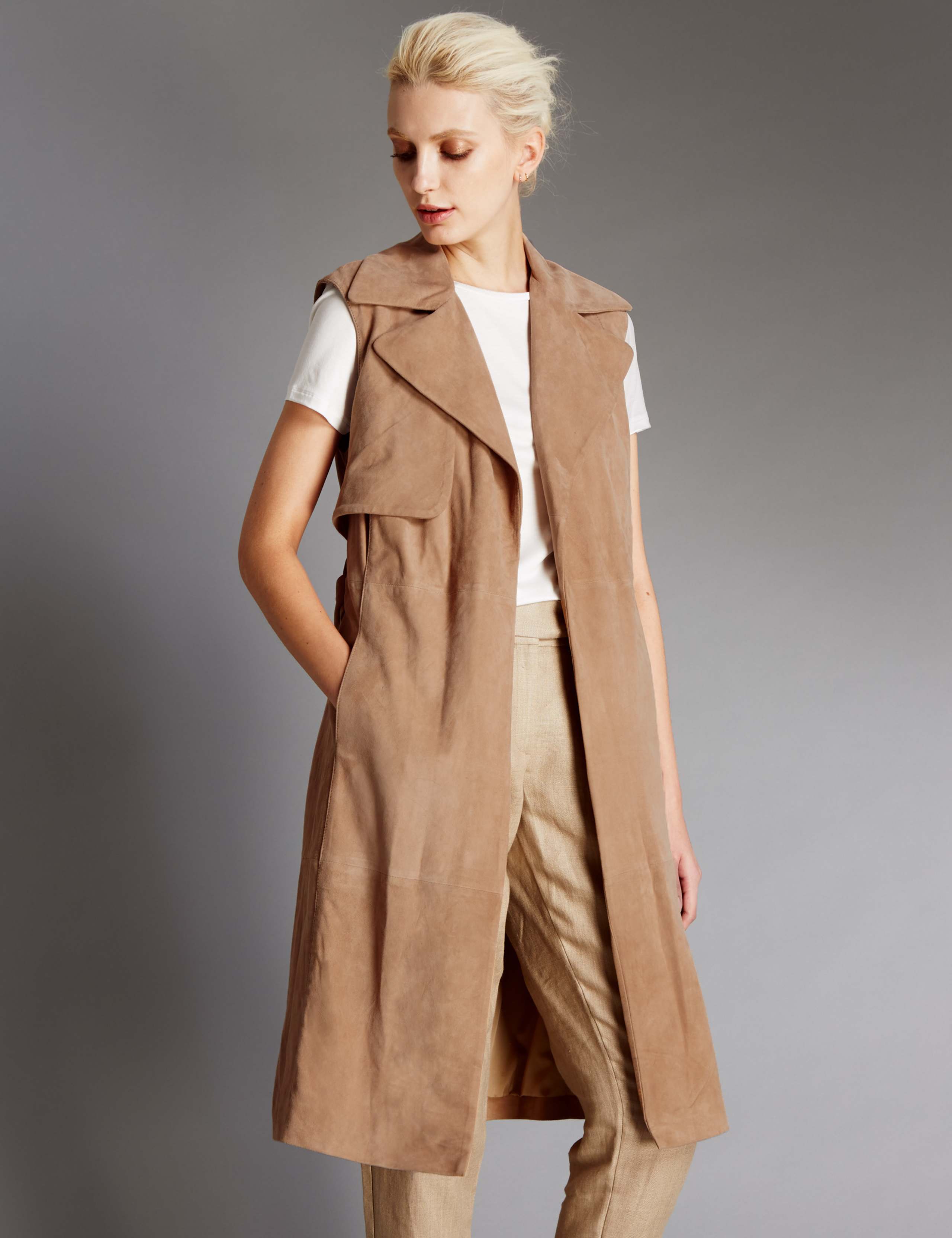 Suede Sleeveless Jacket 1 of 4