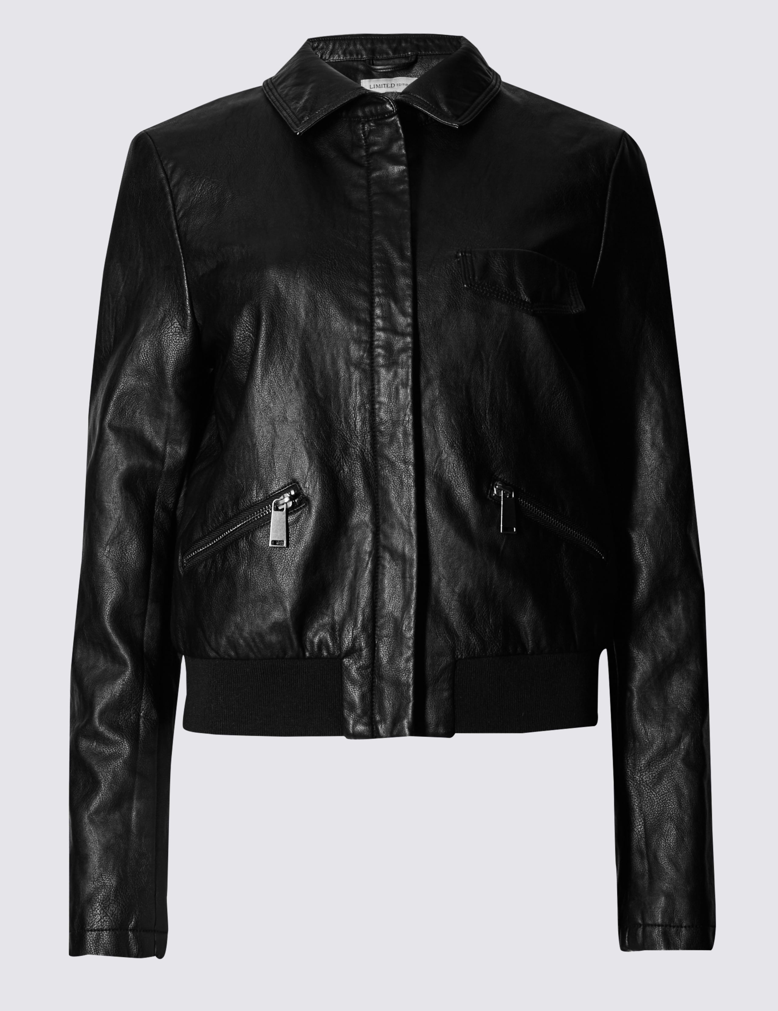 Faux Leather Bomber Jacket 2 of 3
