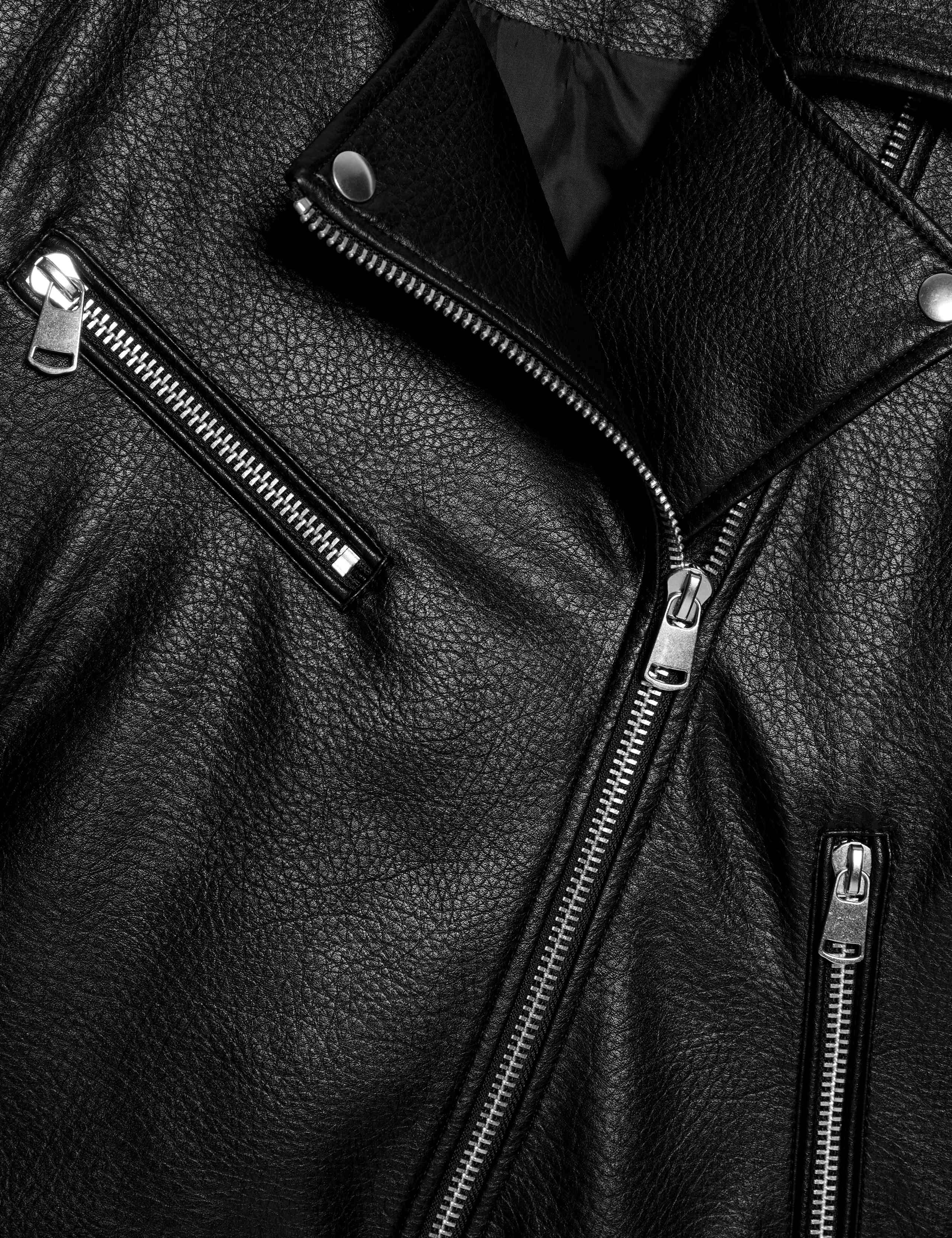 Faux Leather Textured Biker Jacket 7 of 7