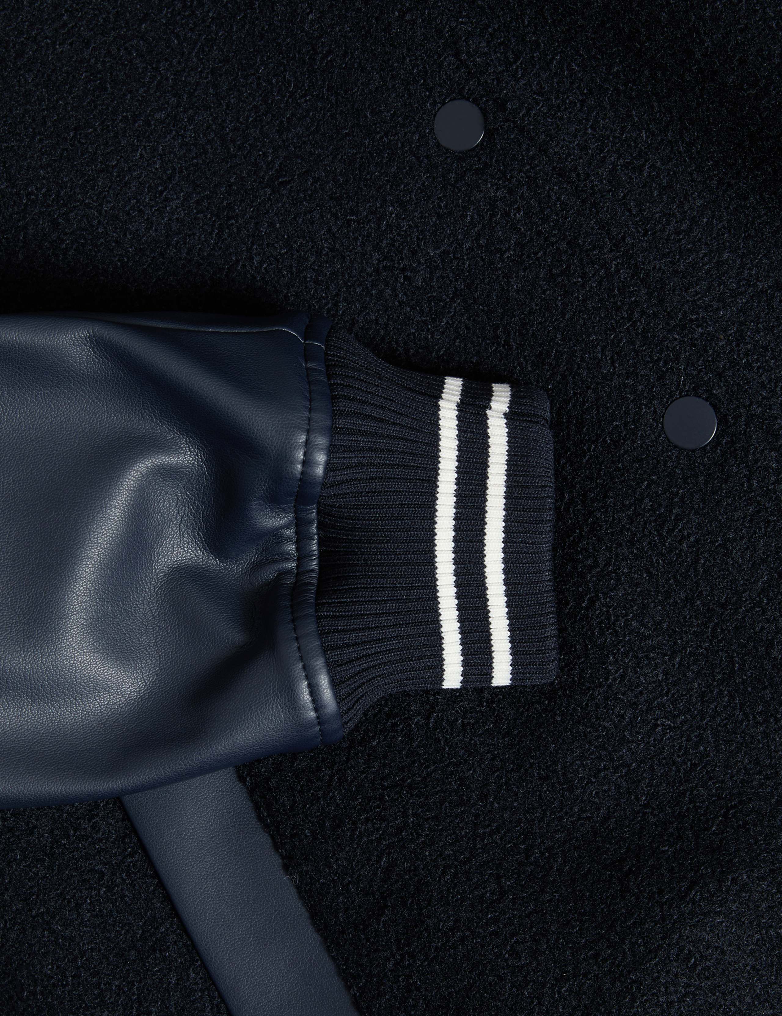 Faux Leather Relaxed College Bomber Jacket 7 of 7
